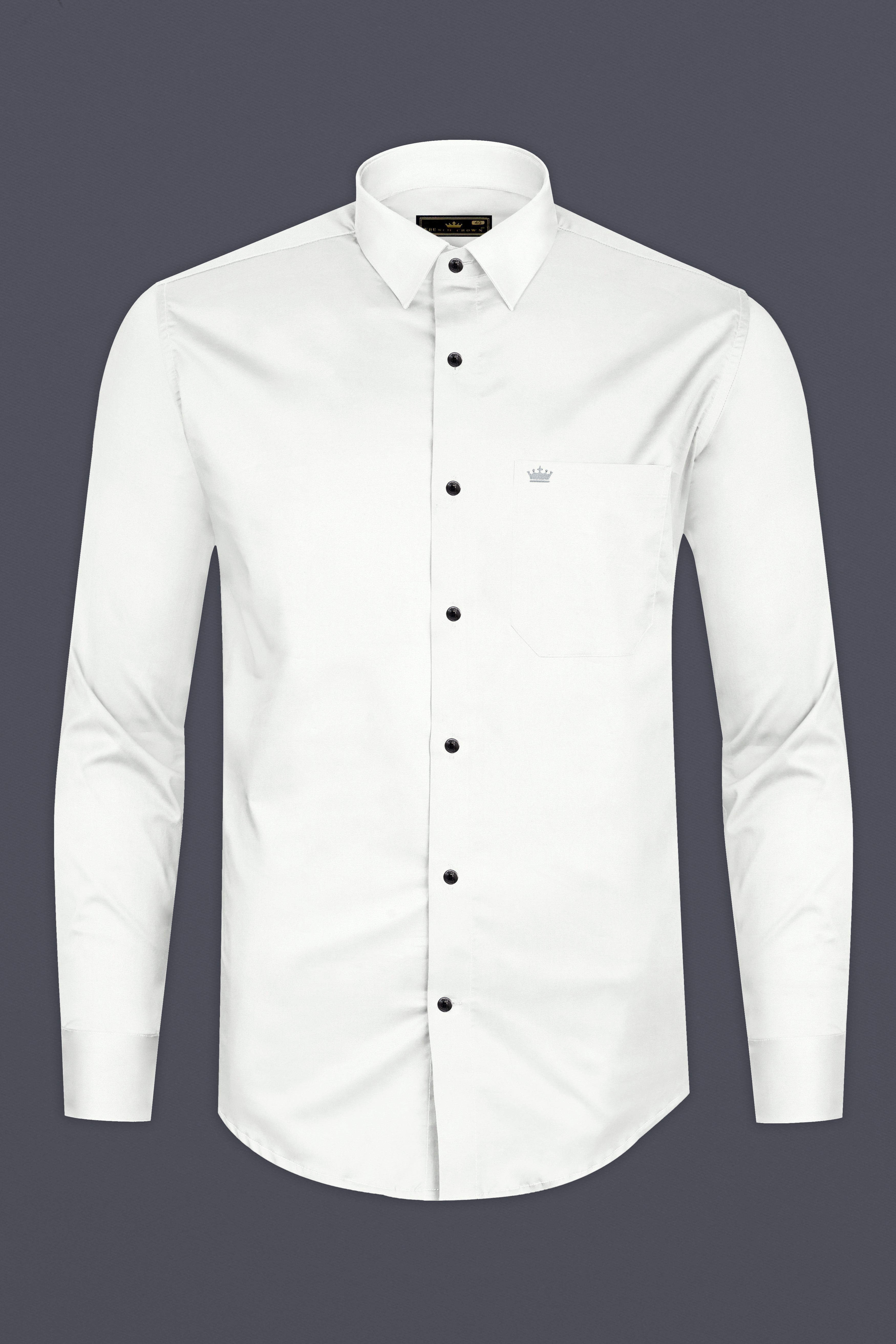 Bright White Subtle Sheen Super Soft Blue Button Premium Cotton Shirt
