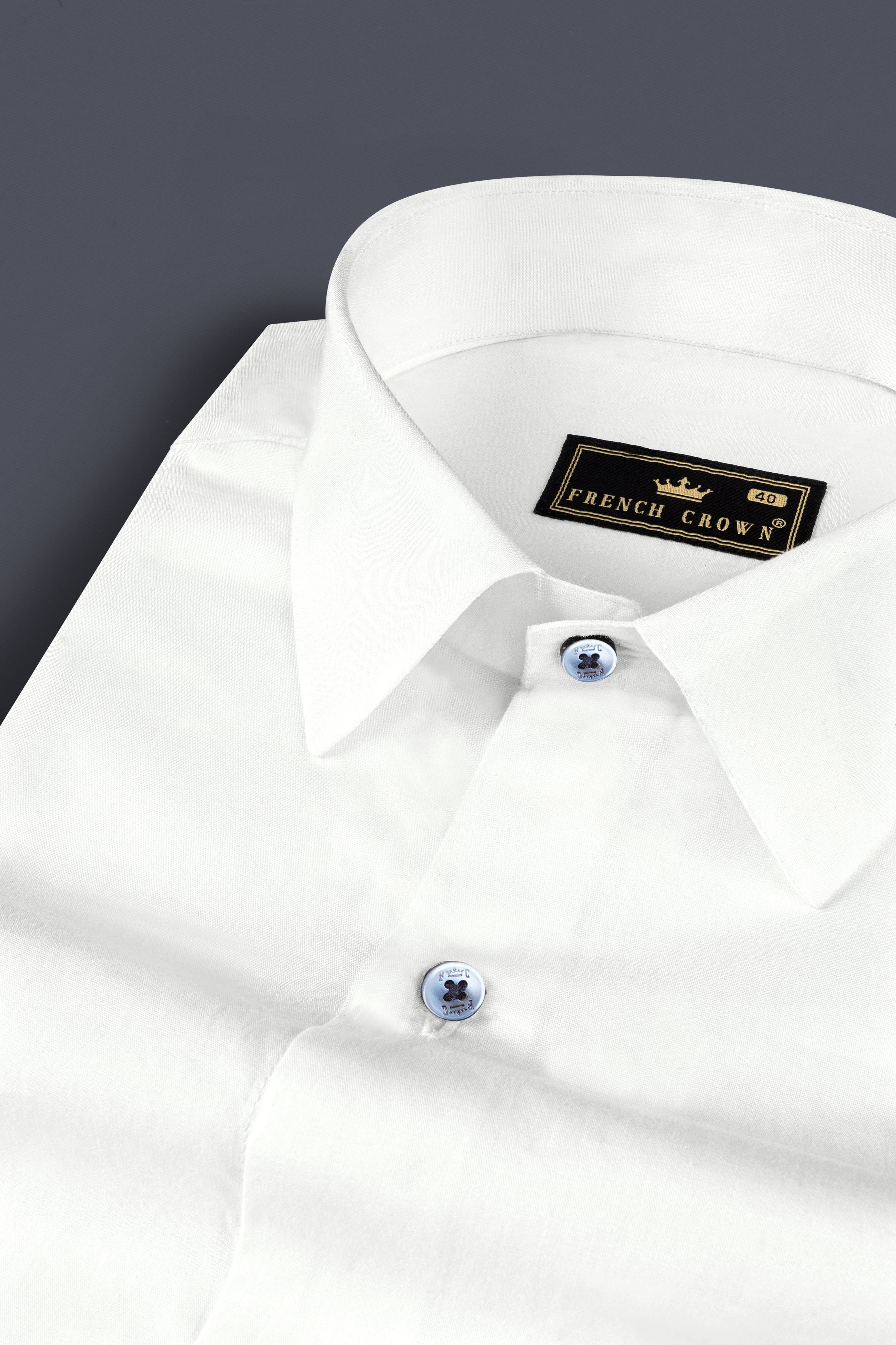 Bright White Subtle Sheen Super Soft Blue Button Premium Cotton Shirt