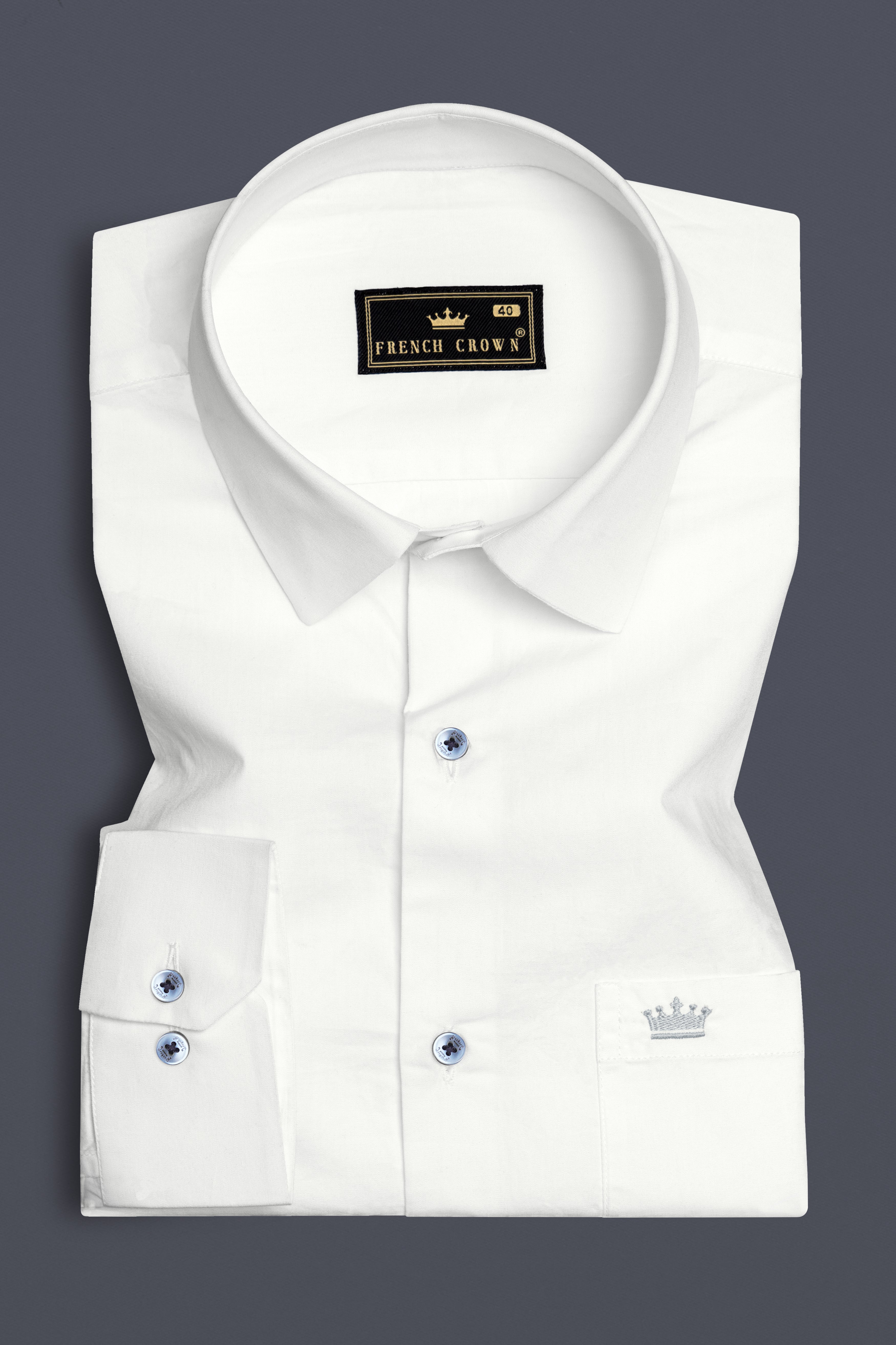 Bright White Subtle Sheen Super Soft Blue Button Premium Cotton Shirt