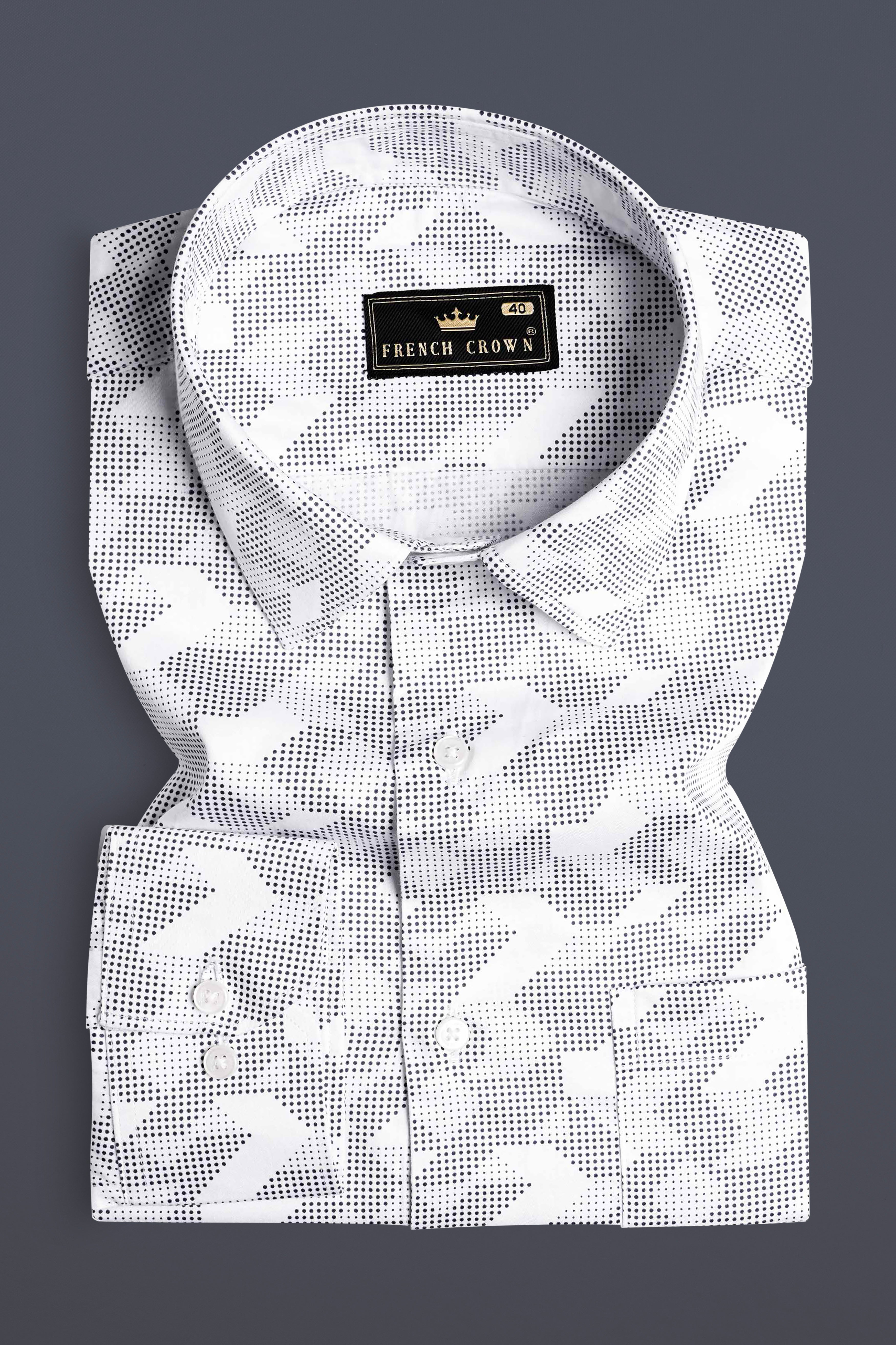 Bright White and Black Printed Super Soft Premium Cotton Shirt