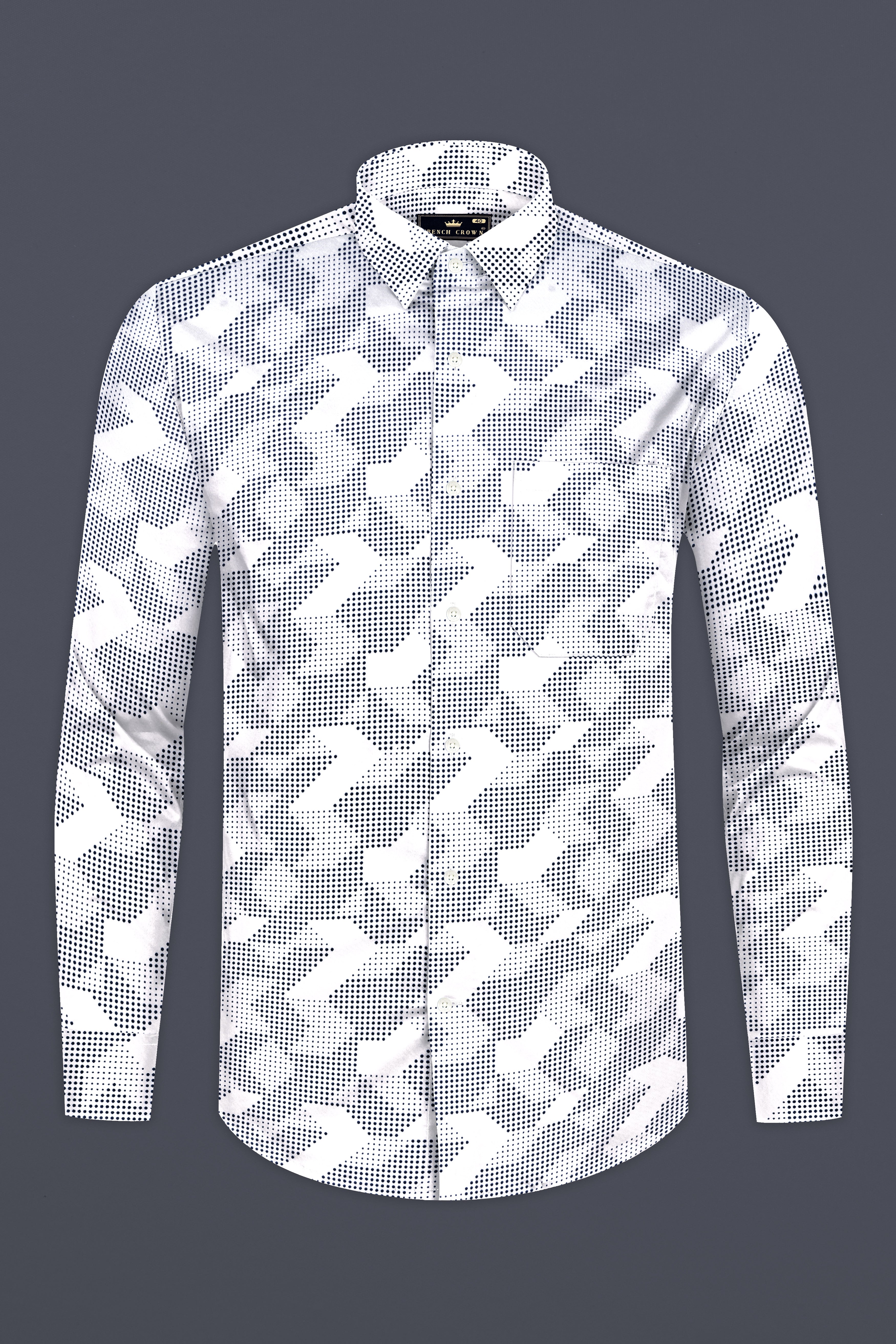 Bright White and Black Printed Super Soft Premium Cotton Shirt