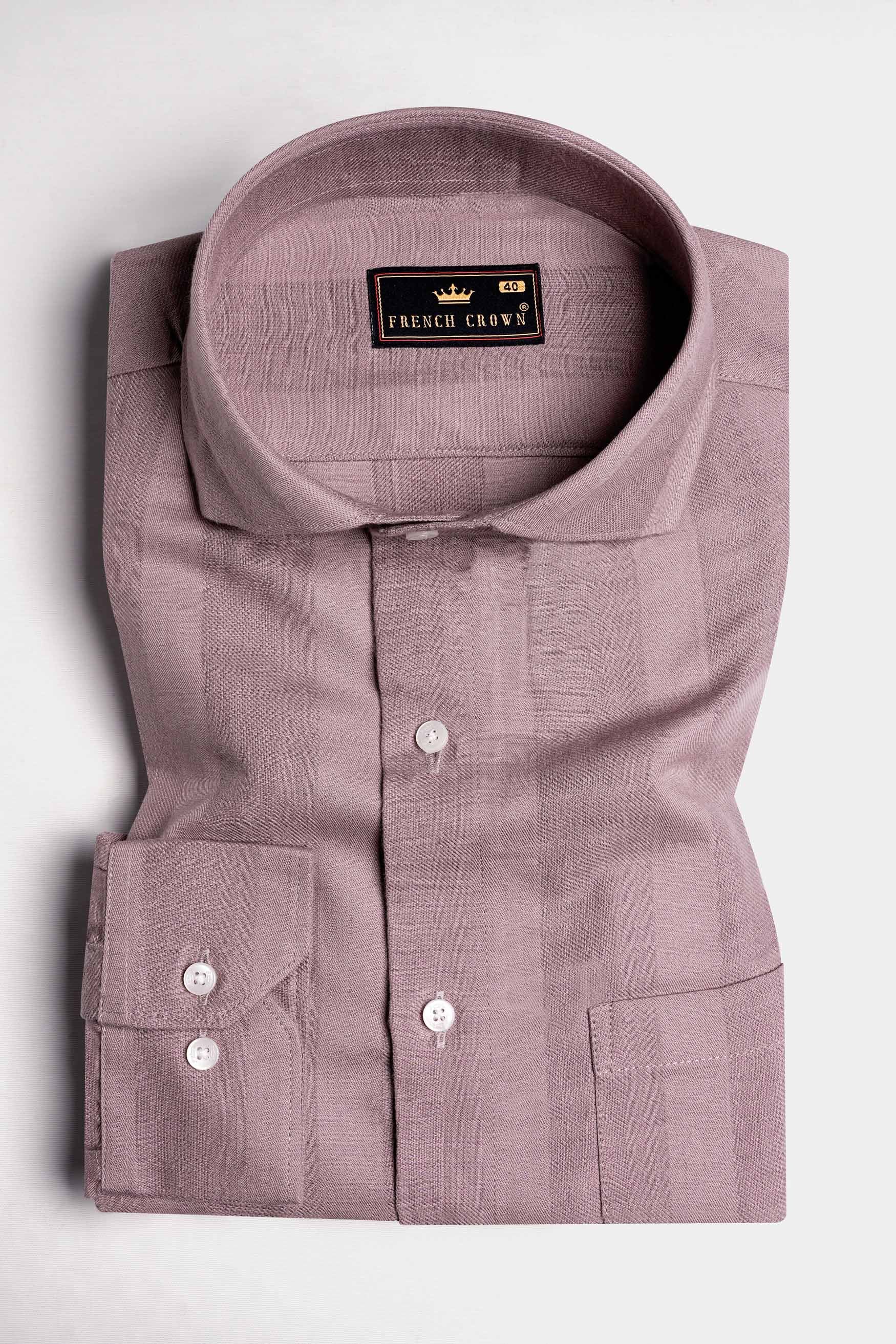 Oriental Lavender Thick Striped Dobby Textured Premium Giza Cotton Shirt