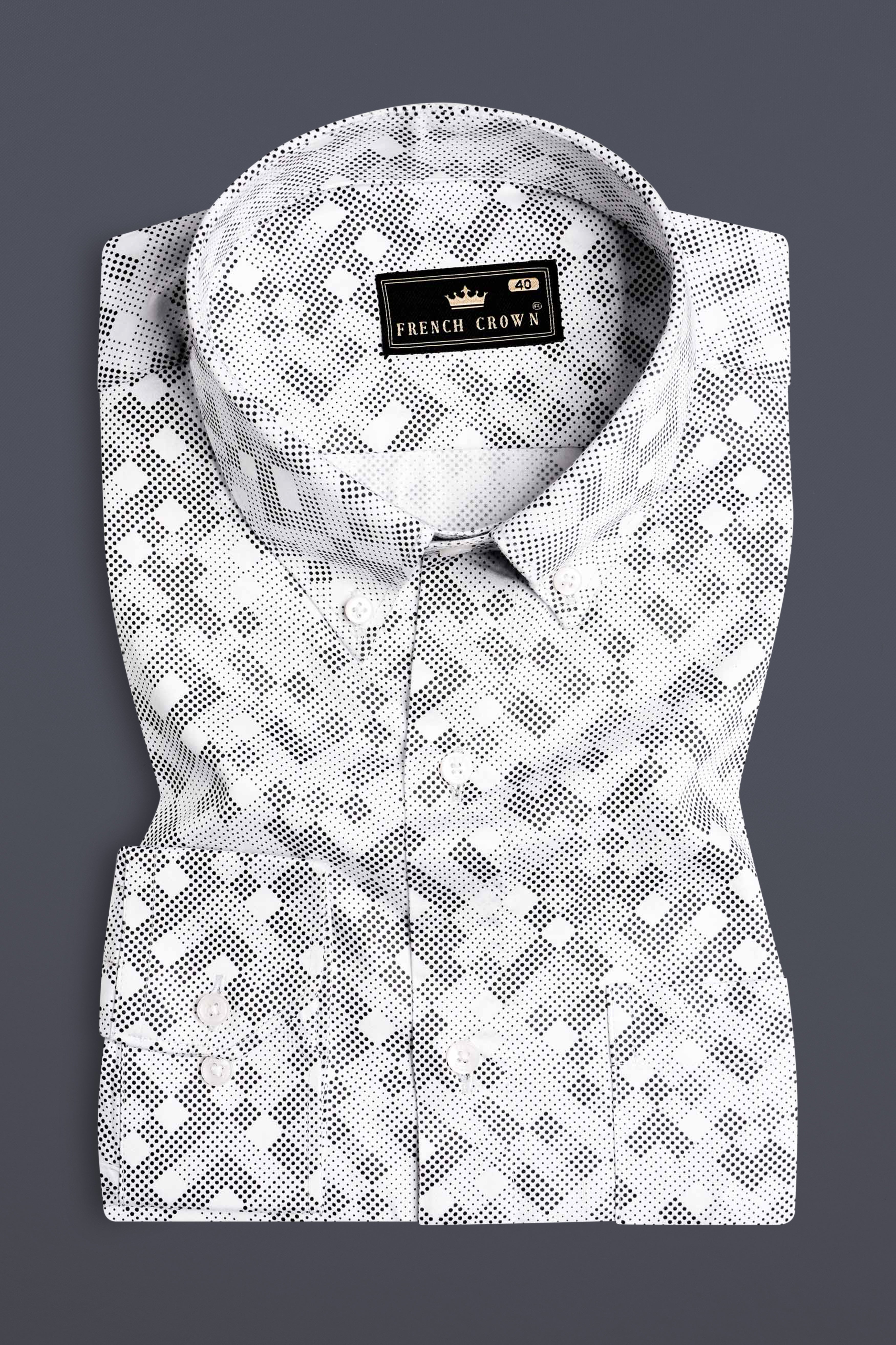 Bright White and Black Printed Super Soft Premium Cotton Shirt