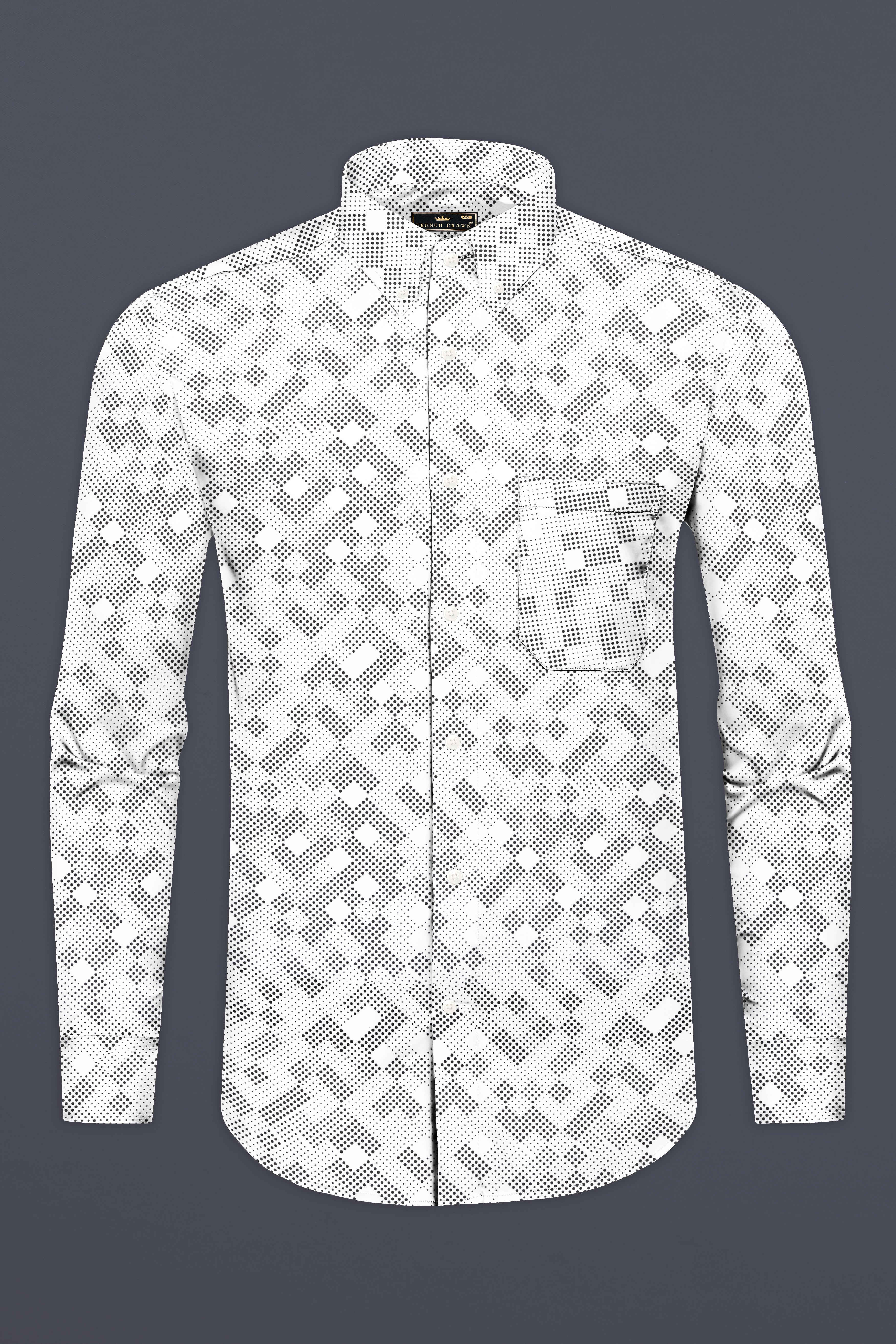 Bright White and Black Printed Super Soft Premium Cotton Shirt