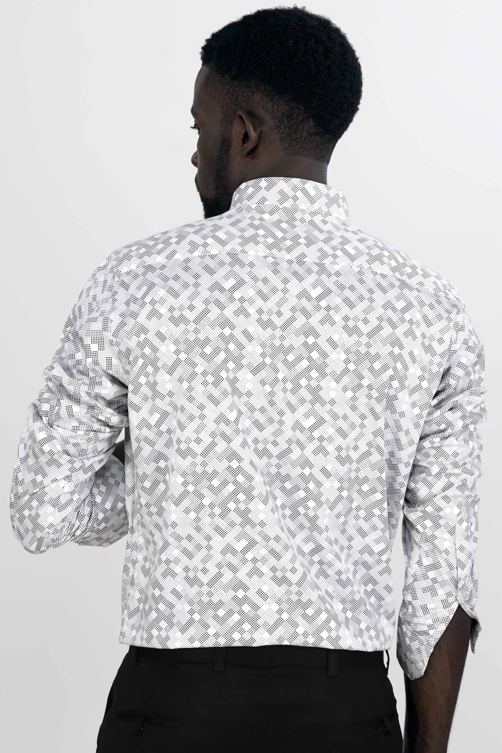 Bright White and Black Printed Super Soft Premium Cotton Shirt