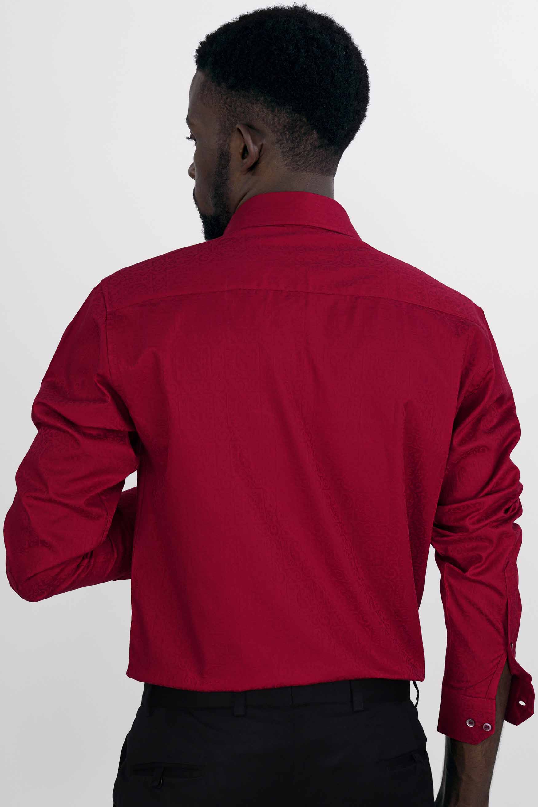 Shiraz Red Paisley Jacquard Textured Premium Giza Cotton Shirt