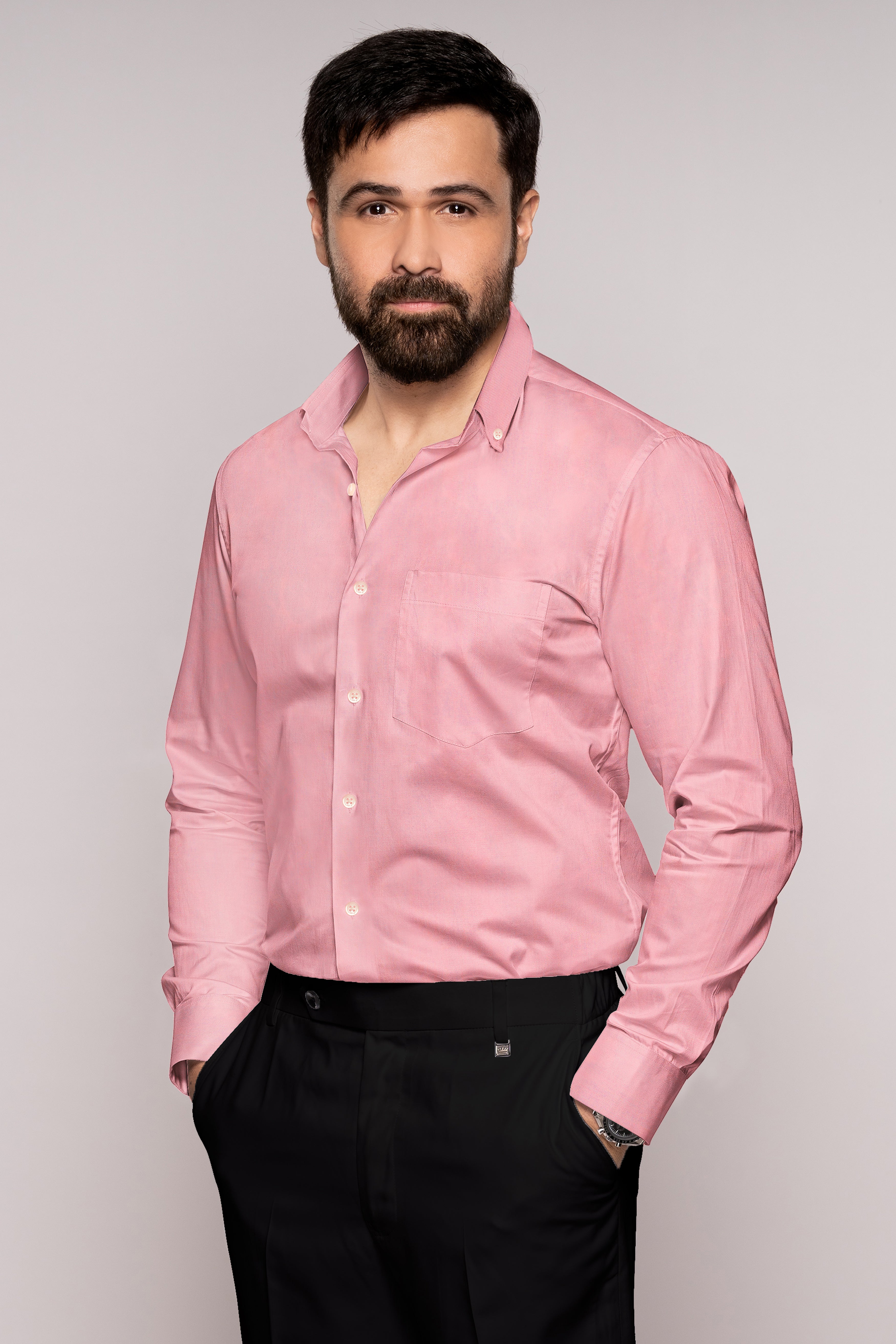 Thulian Pink Subtle Sheen Super Soft Premium Cotton Shirt