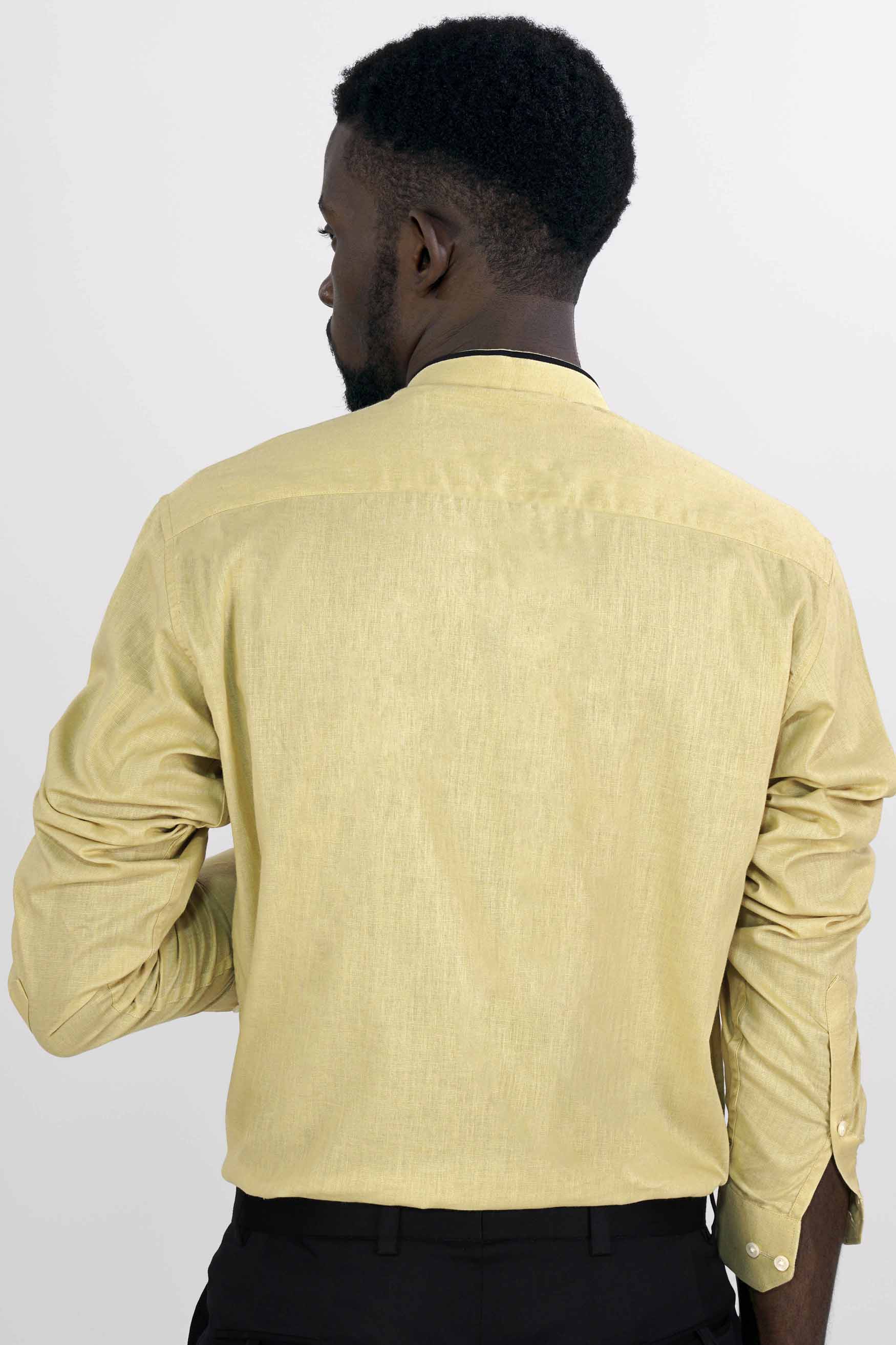Harvest Brown with black detail Luxurious Linen Designer Shirt