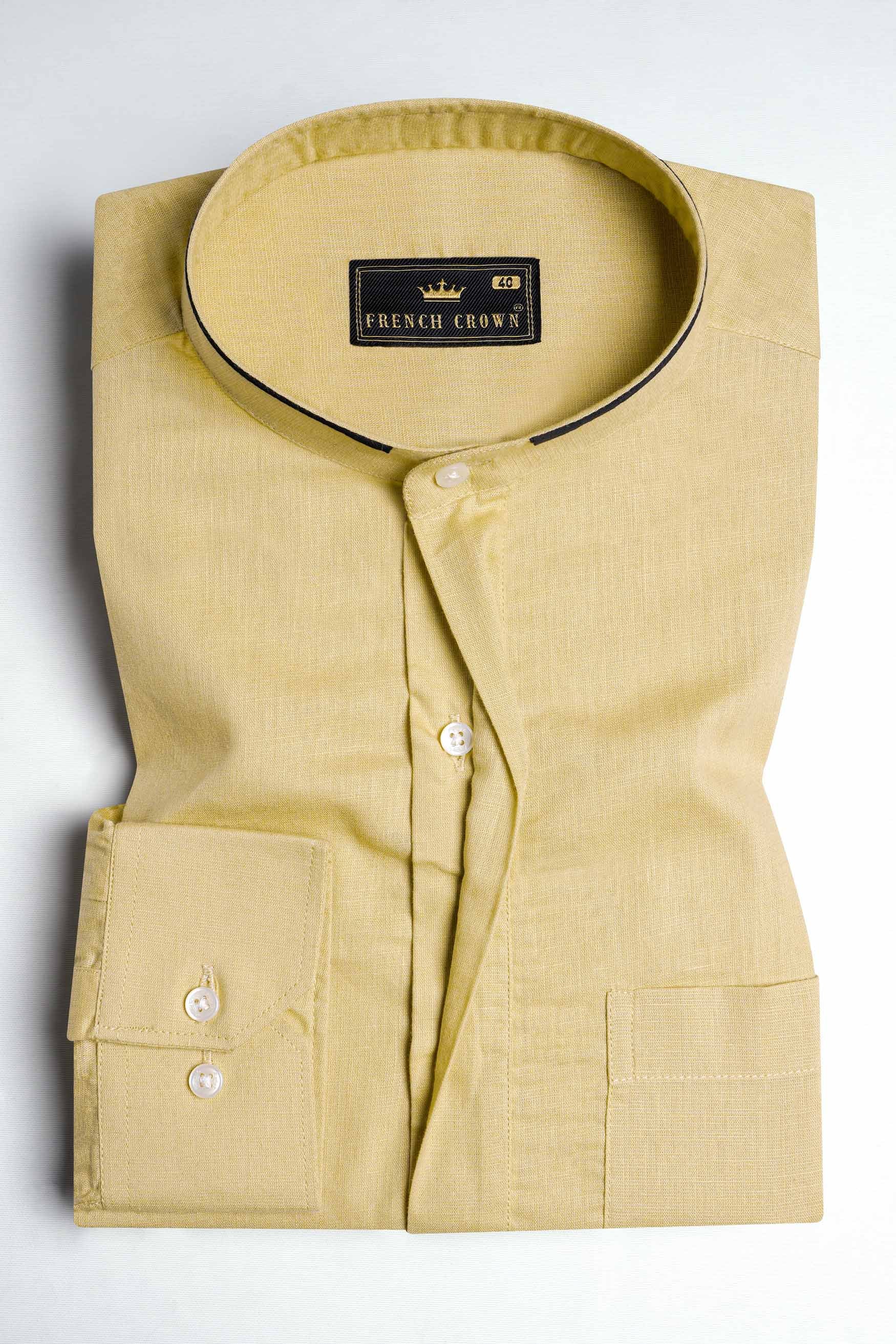 Harvest Brown with black detail Luxurious Linen Designer Shirt