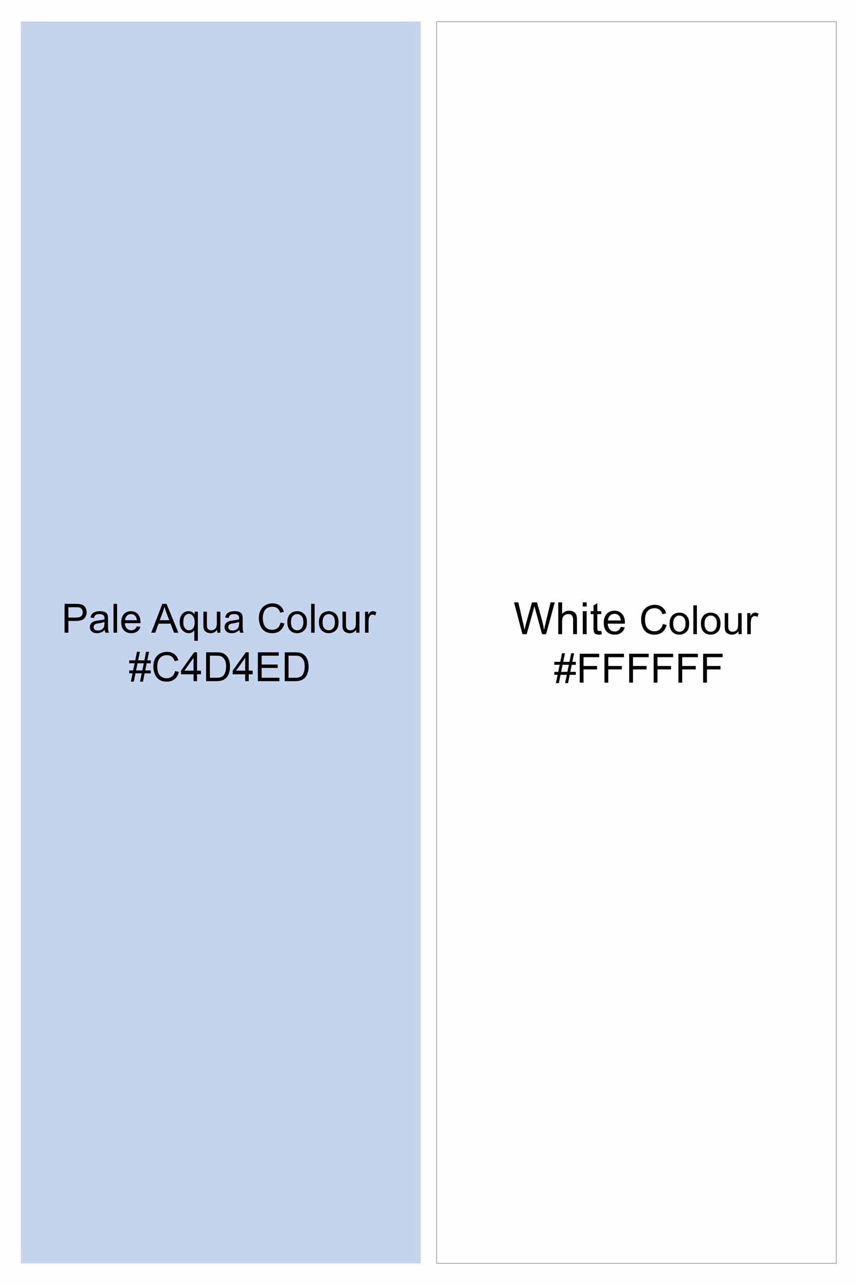 Pale Aqua Blue and White Ditsy Printed Royal Oxford Shirt