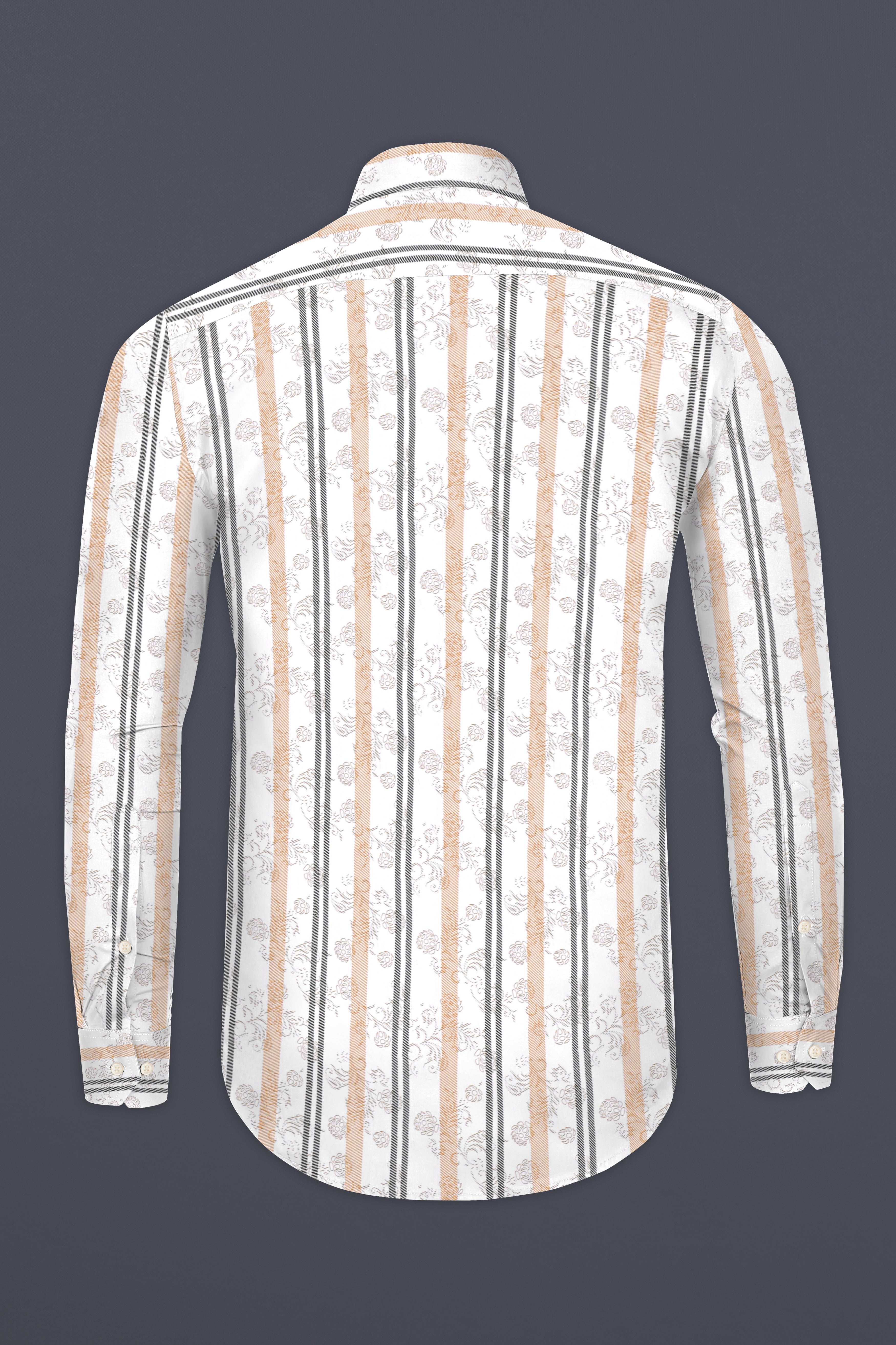 Bright White with Navajo Beige and Flint Brown Printed Super Soft Premium Cotton Shirt