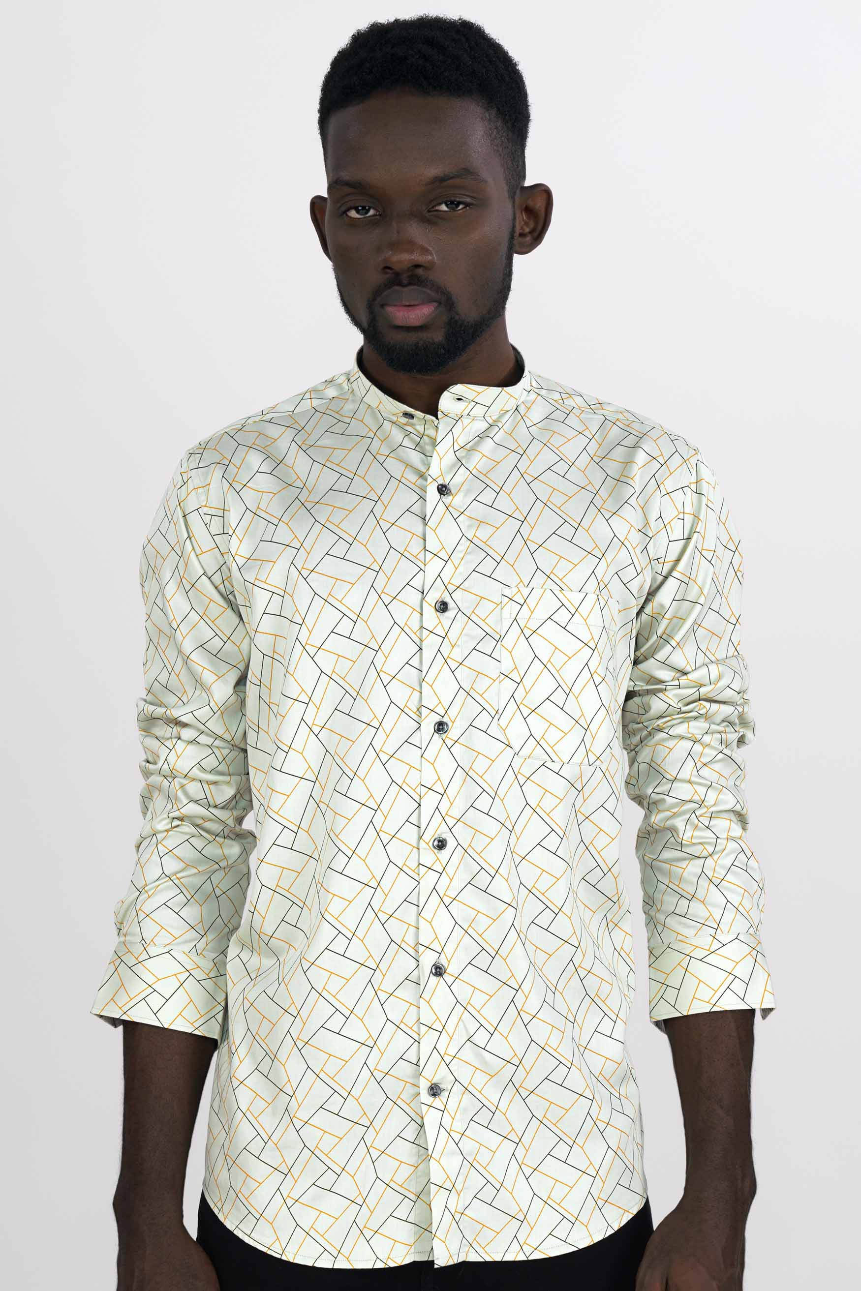 Spring Rain Green and Driftwood Brown Printed Super Soft Premium Cotton Shirt