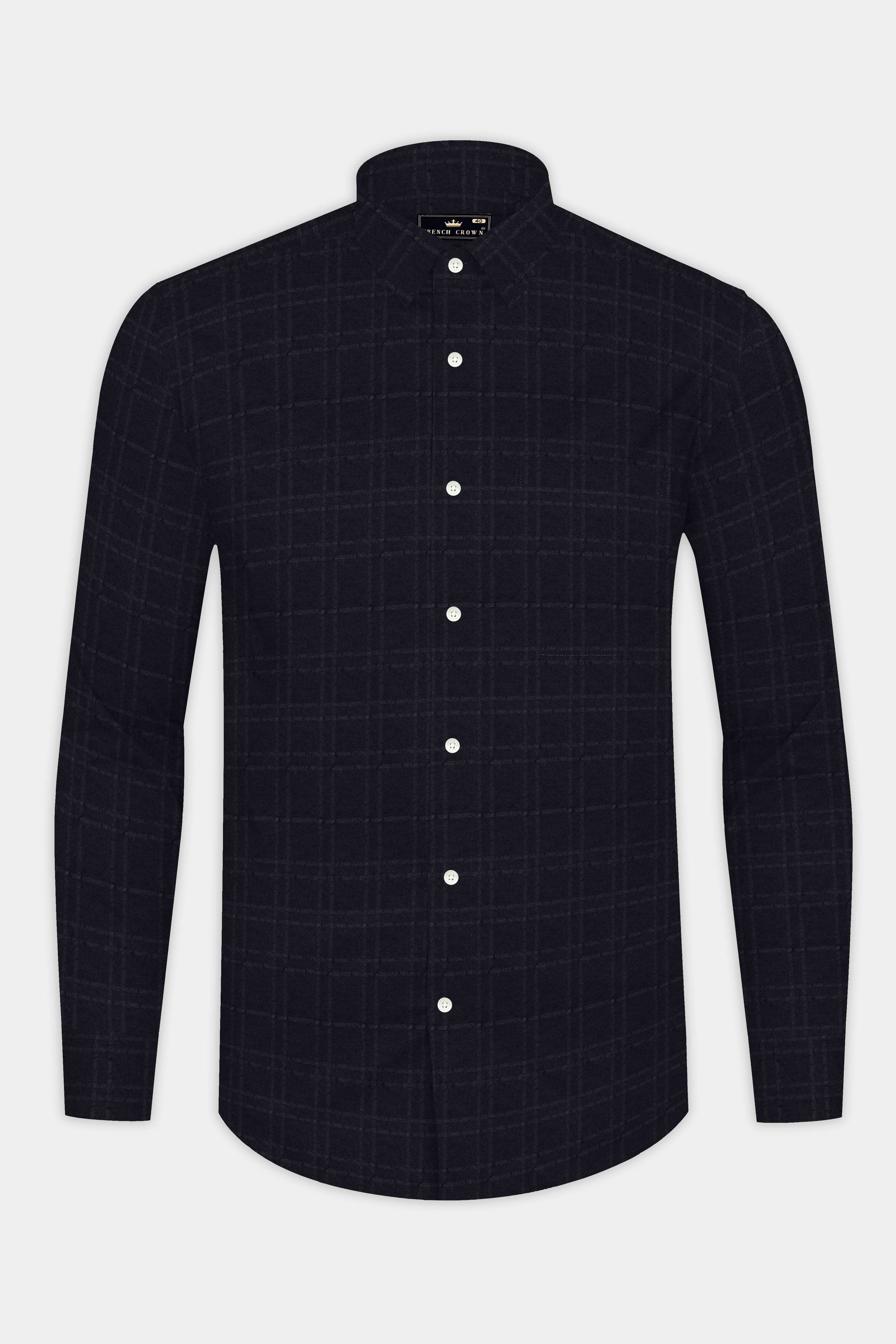 Jade Black Checkered Seersucker Premium Cotton Shirt