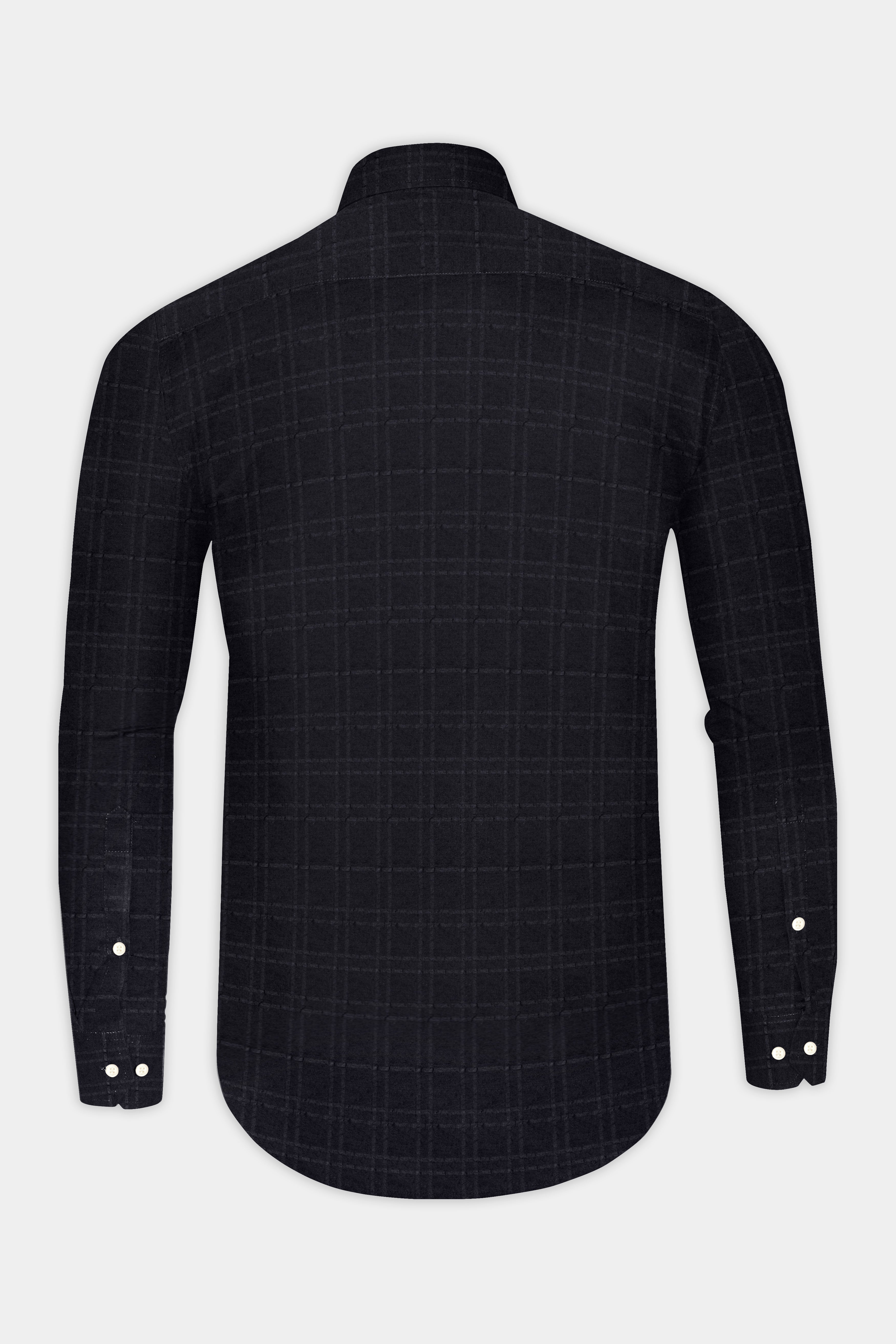 Jade Black Checkered Seersucker Premium Cotton Shirt