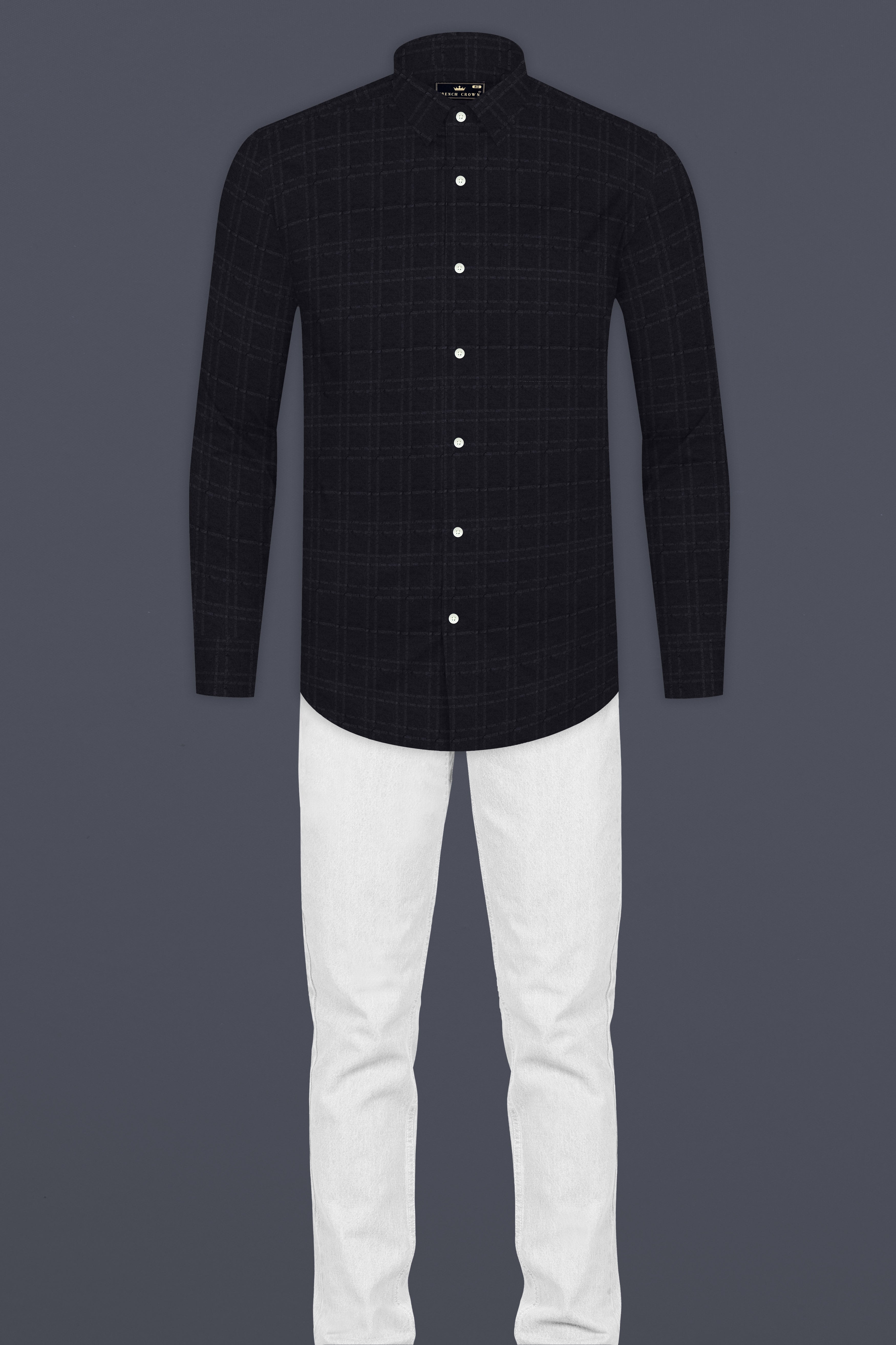 Jade Black Checkered Seersucker Premium Cotton Shirt