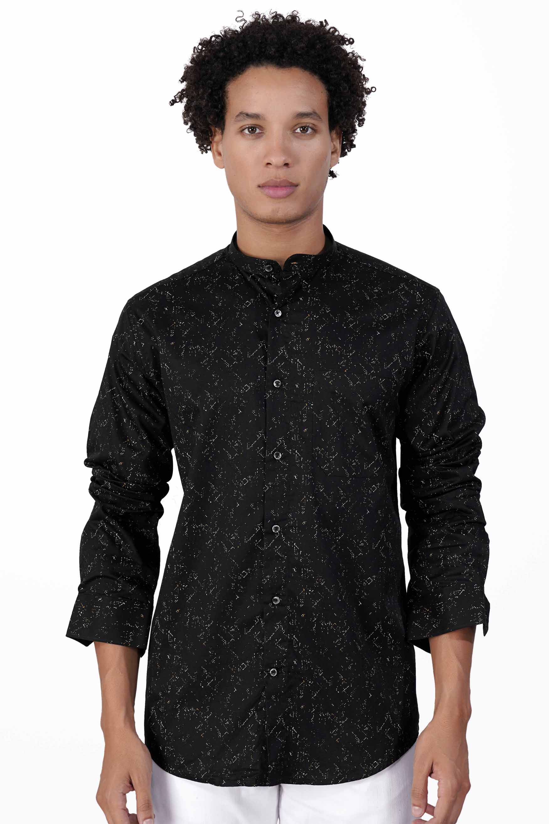 Jade Black Printed Twill Premium Cotton Shirt
