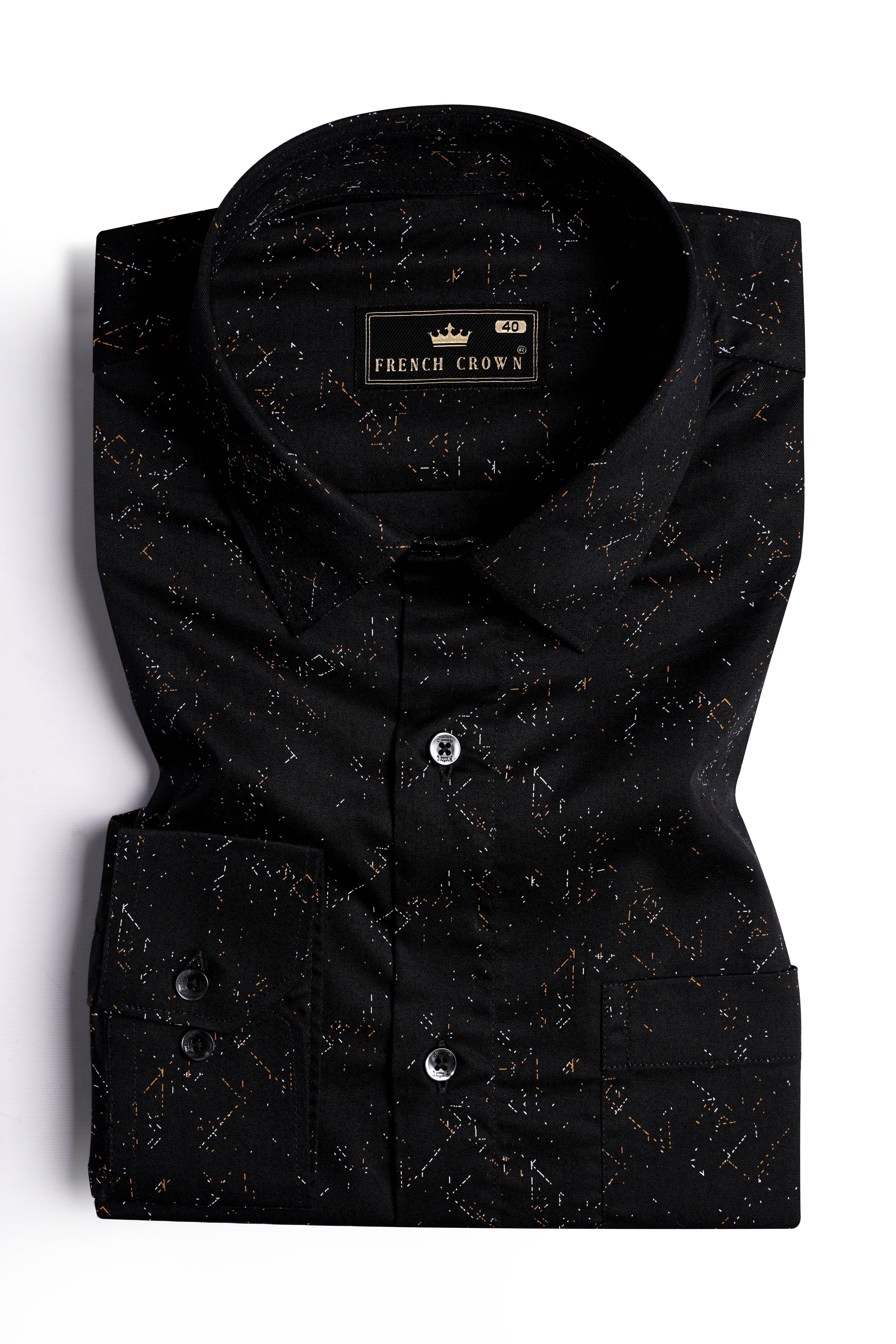 Jade Black Printed Twill Premium Cotton Shirt