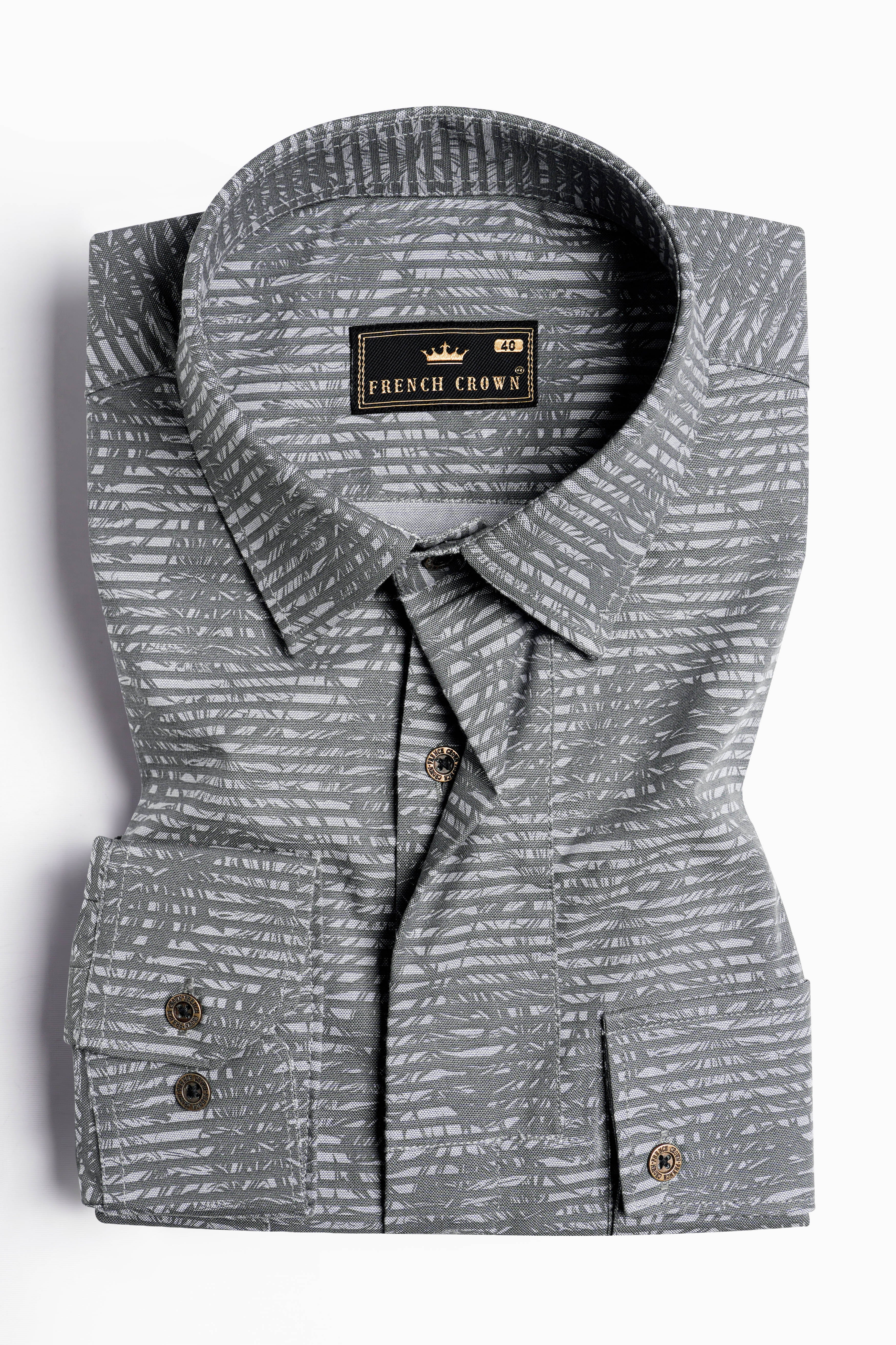 Arsenic Gray Textured Royal Oxford Designer Shirt