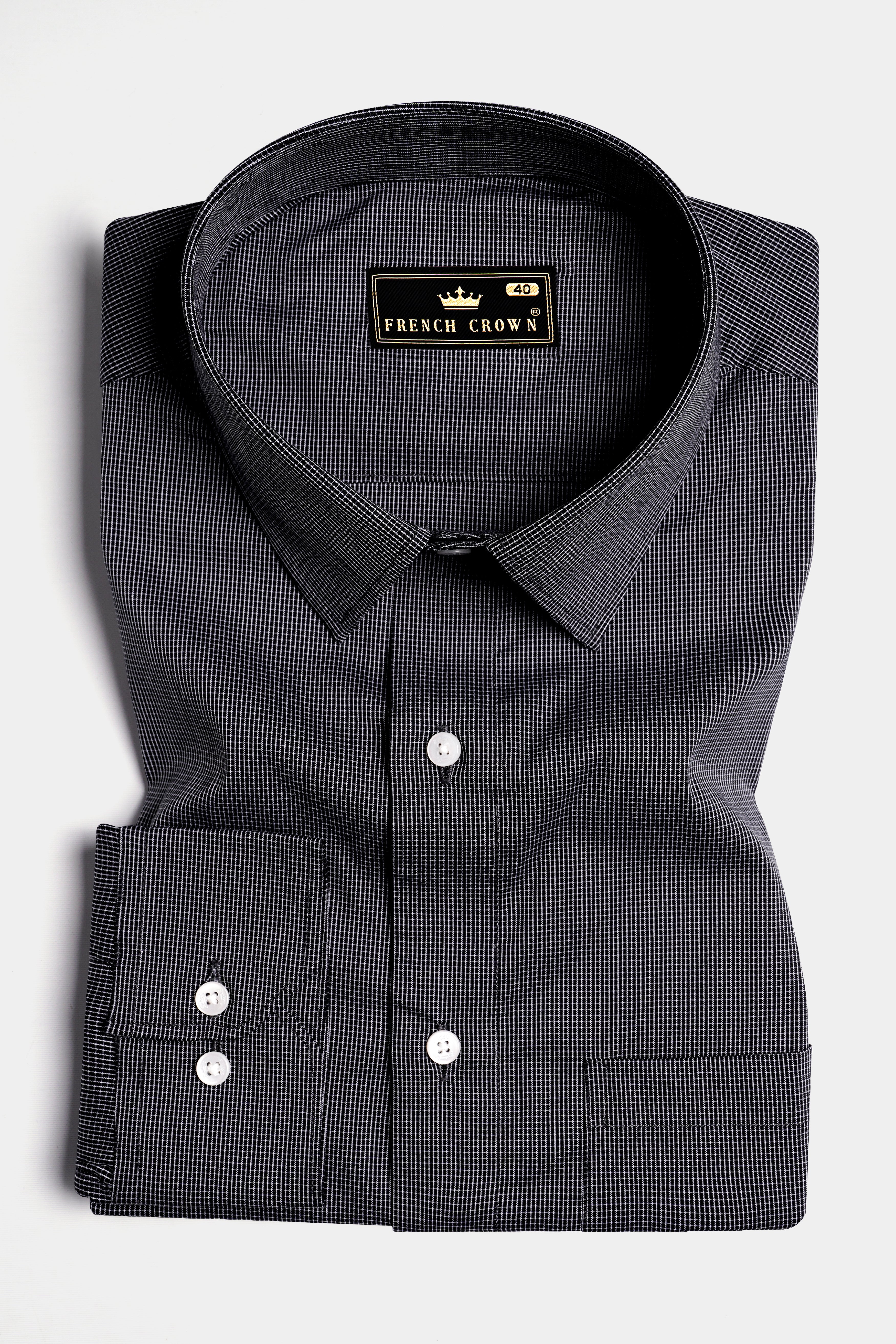 Jade Black and White Checkered Premium Giza Cotton Shirt