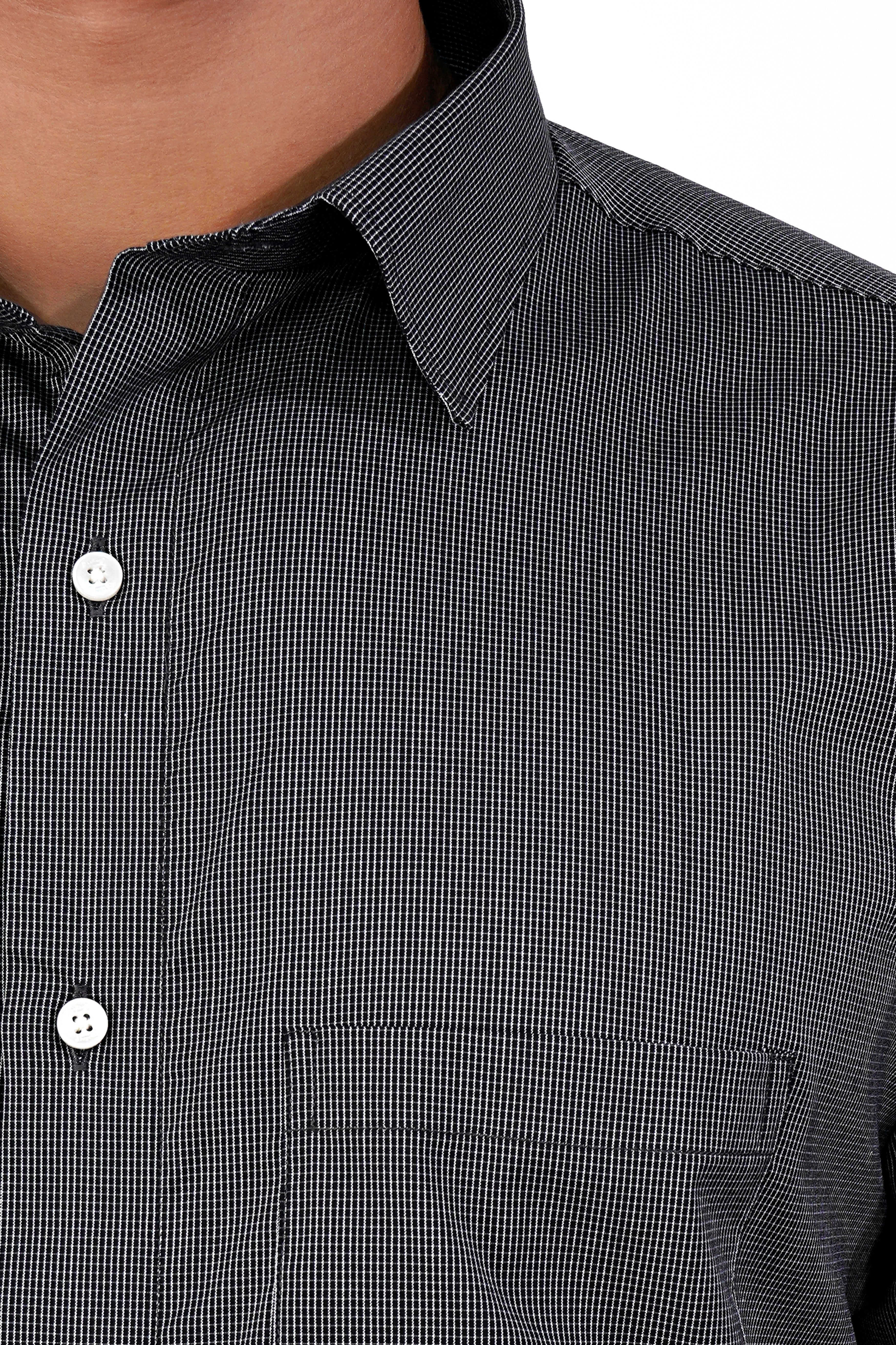 Jade Black and White Checkered Premium Giza Cotton Shirt