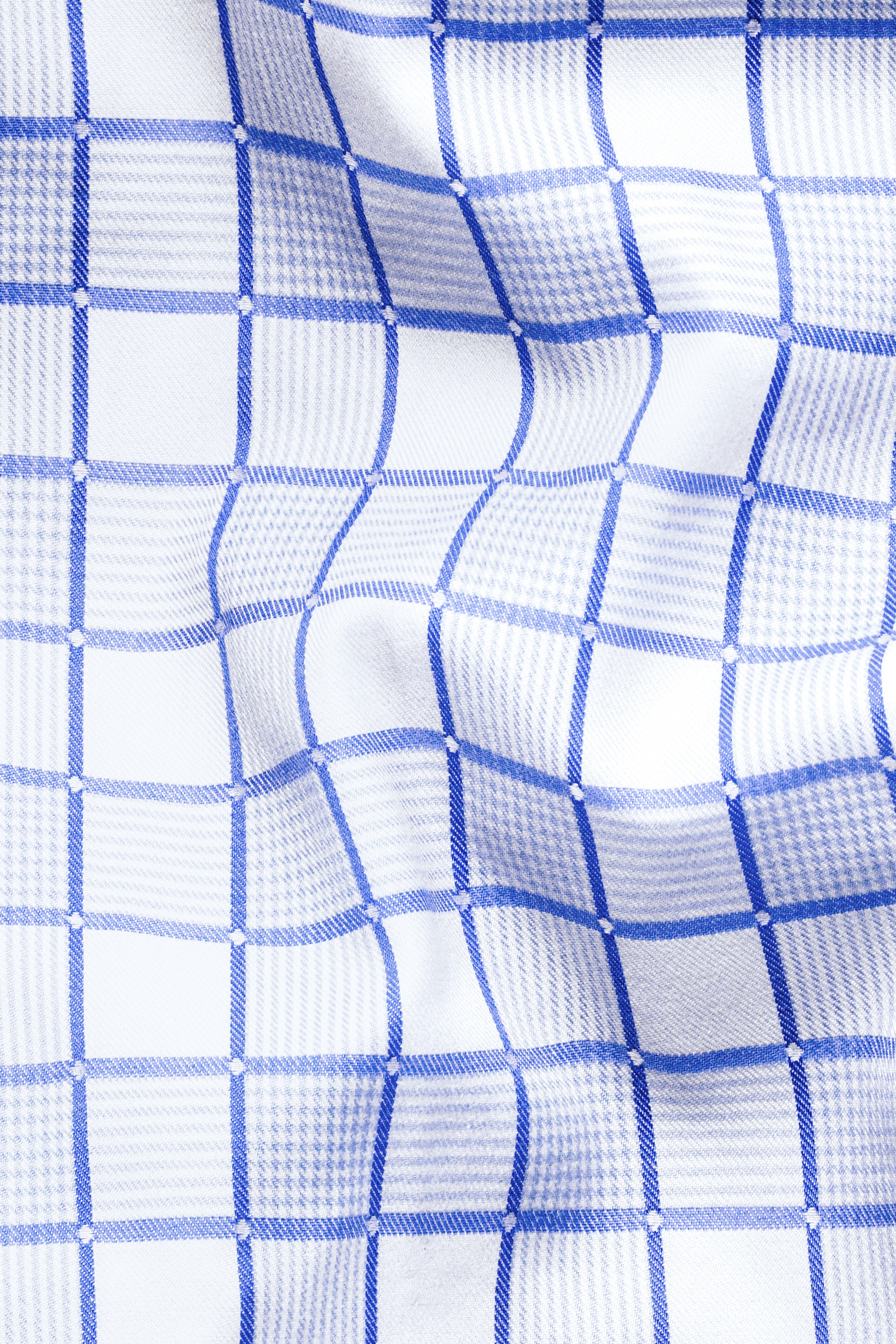 Havelock Blue and White Checkered Dobby Textured Premium Giza Cotton Shirt