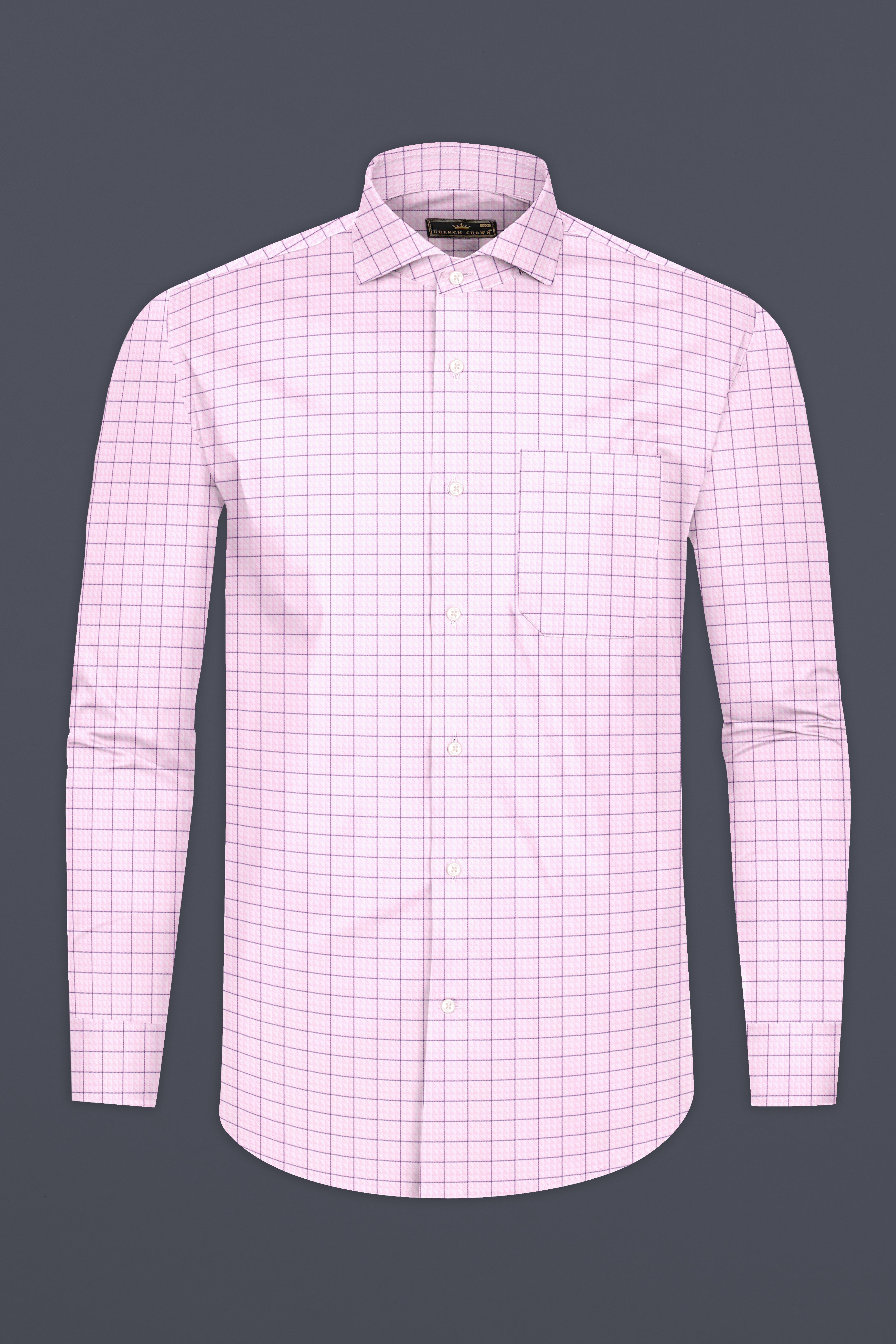 Languid Pink Checkered Dobby Textured Premium Giza Cotton Shirt