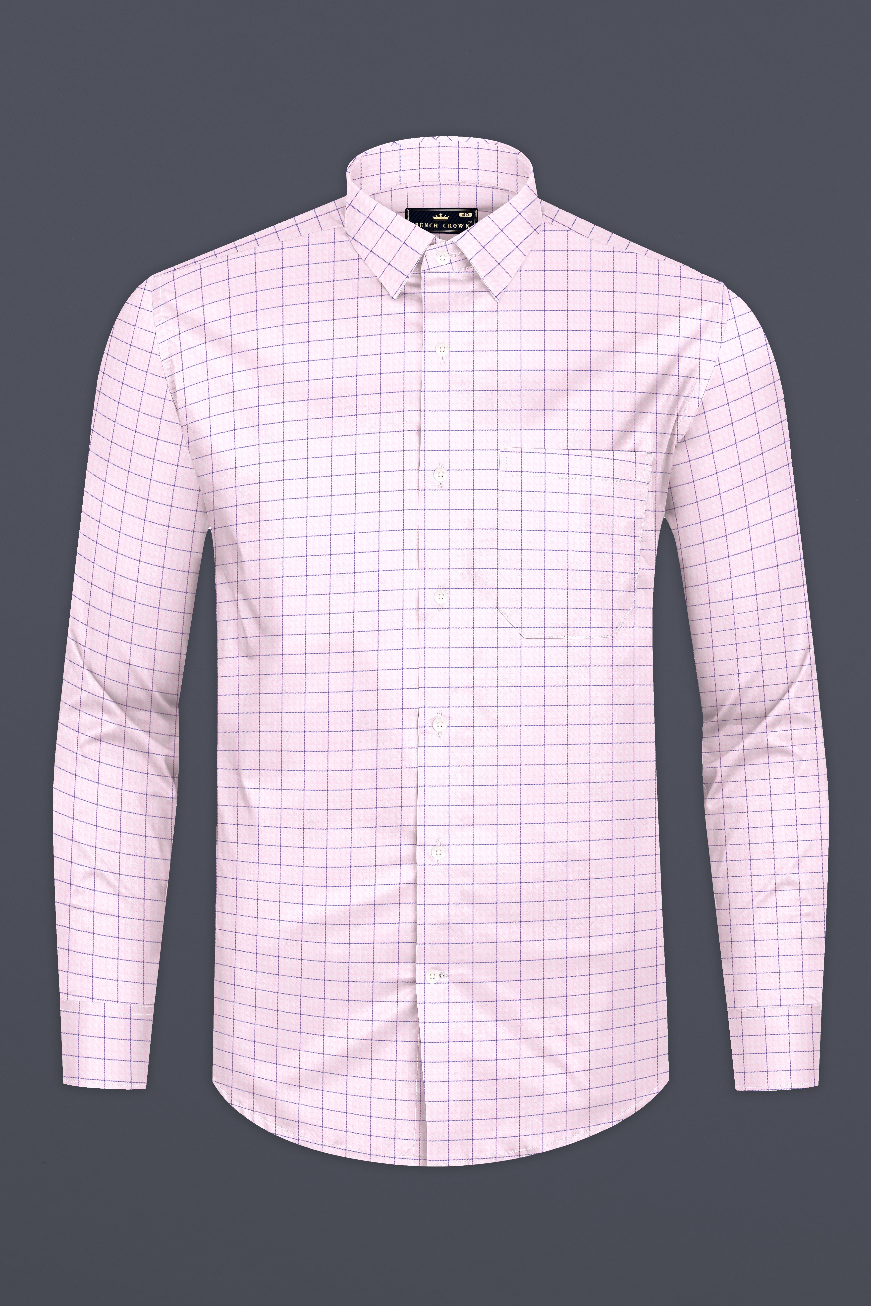 Languid Pink Checkered Dobby Textured Premium Giza Cotton Shirt