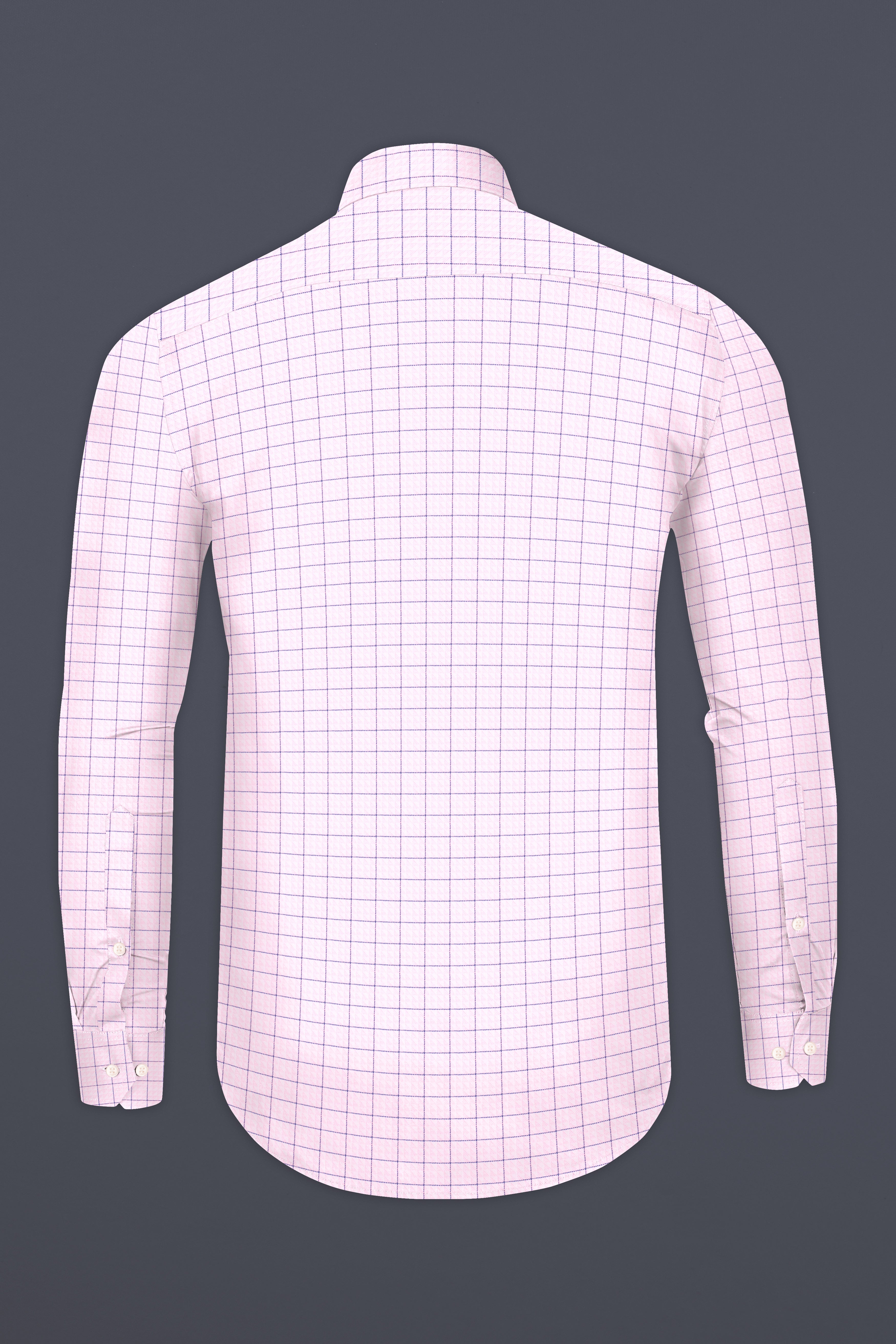 Languid Pink Checkered Dobby Textured Premium Giza Cotton Shirt