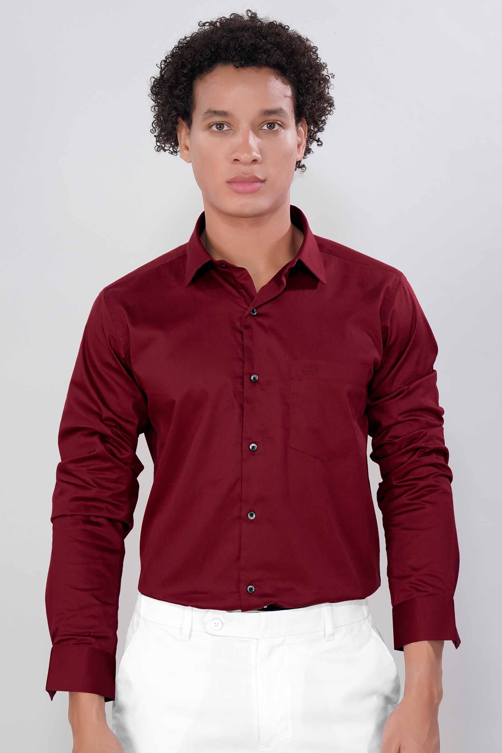 Bordeaux Red Subtle Sheen Super Soft Premium Cotton Shirt