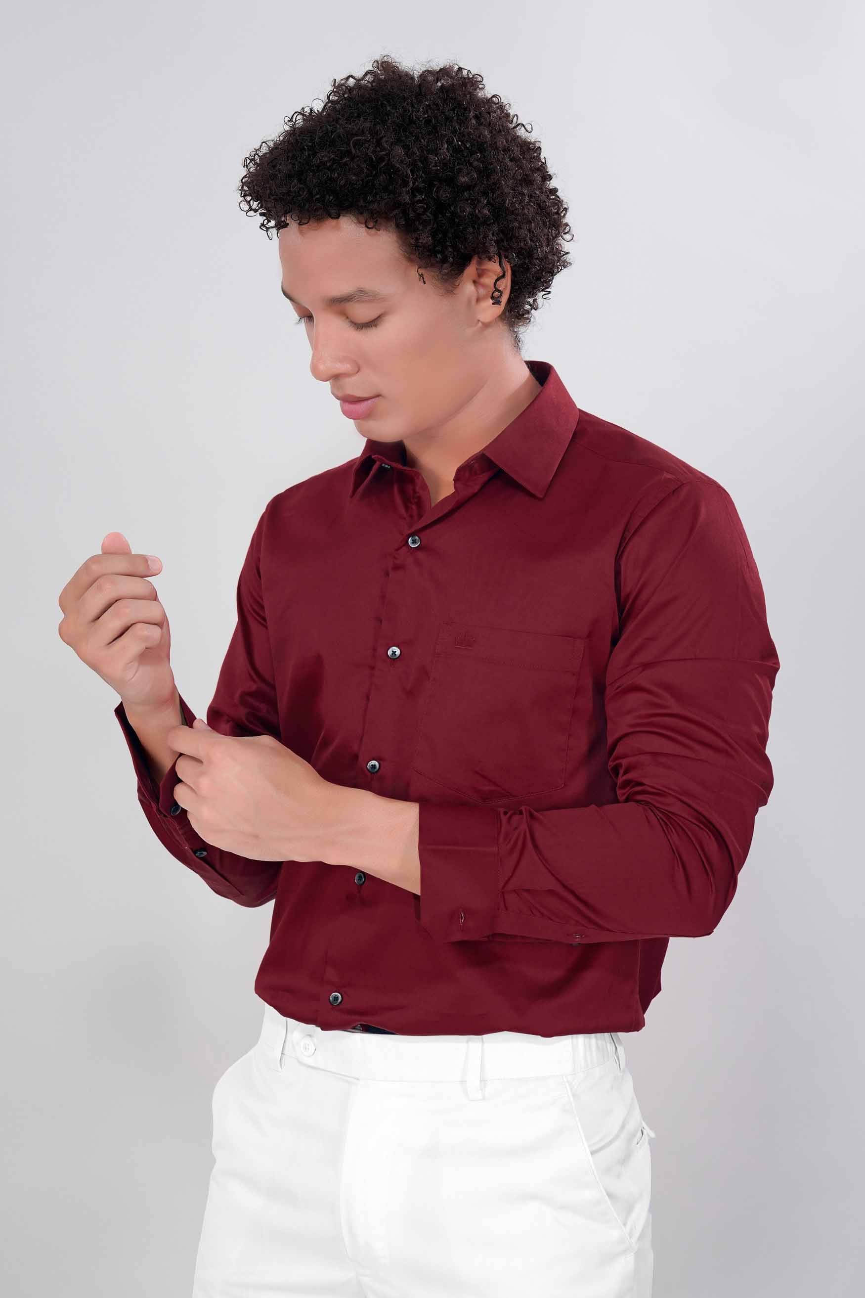 Bordeaux Red Subtle Sheen Super Soft Premium Cotton Shirt