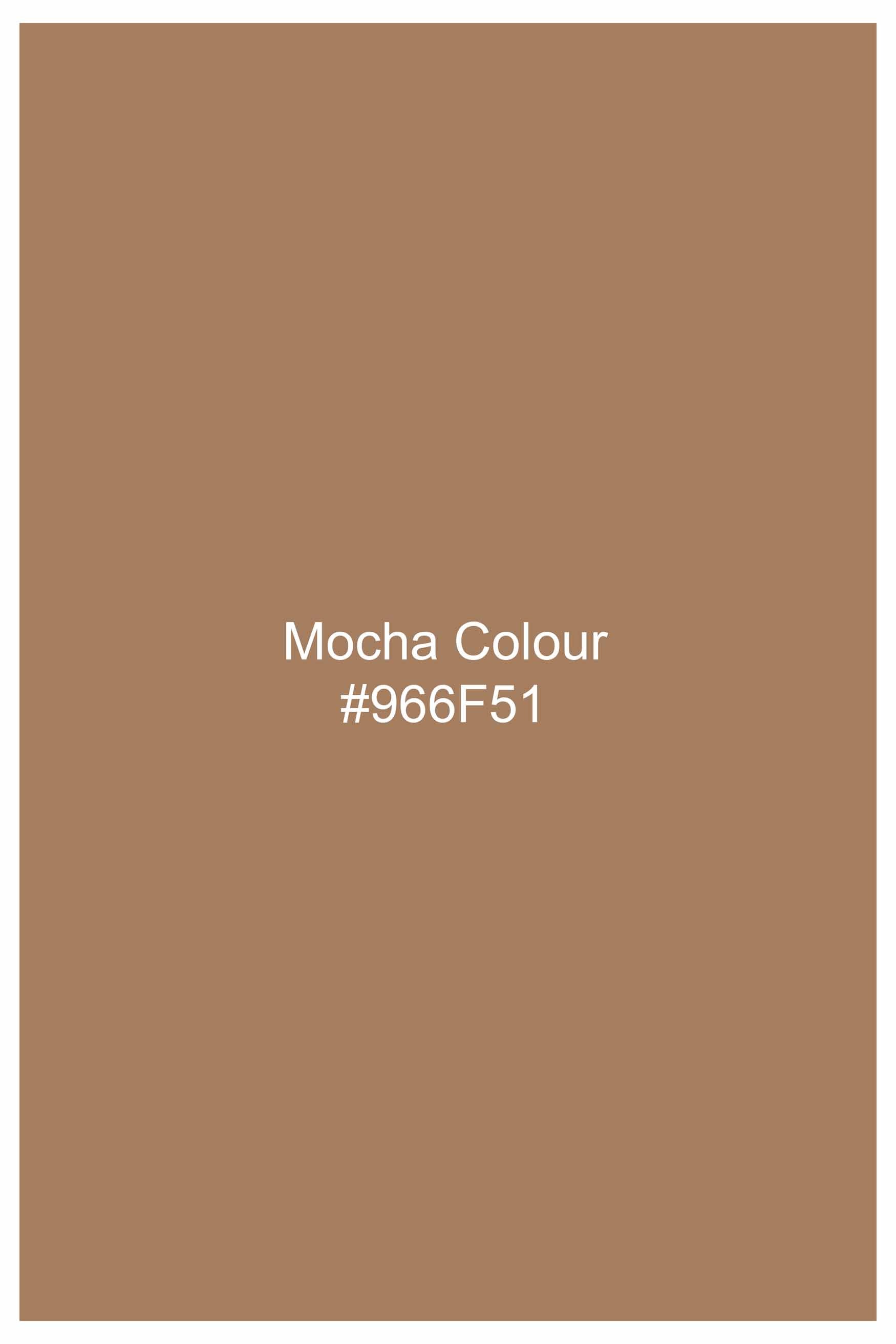 Mocha Brown Subtle Sheen Super Soft Premium Cotton Mandarin Shirt