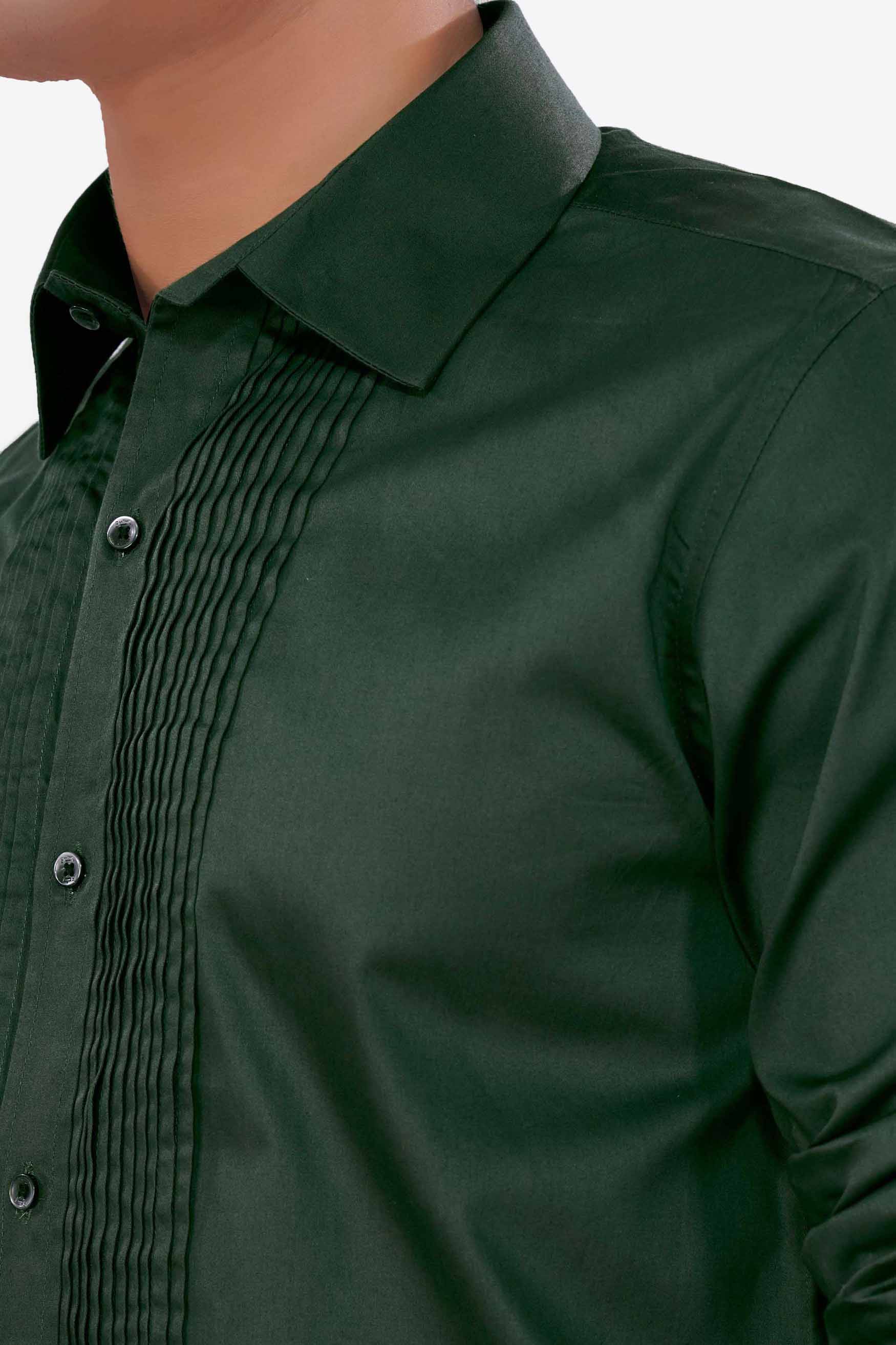 Lunar Green Subtle Sheen Super Soft Premium Cotton Tuxedo Shirt