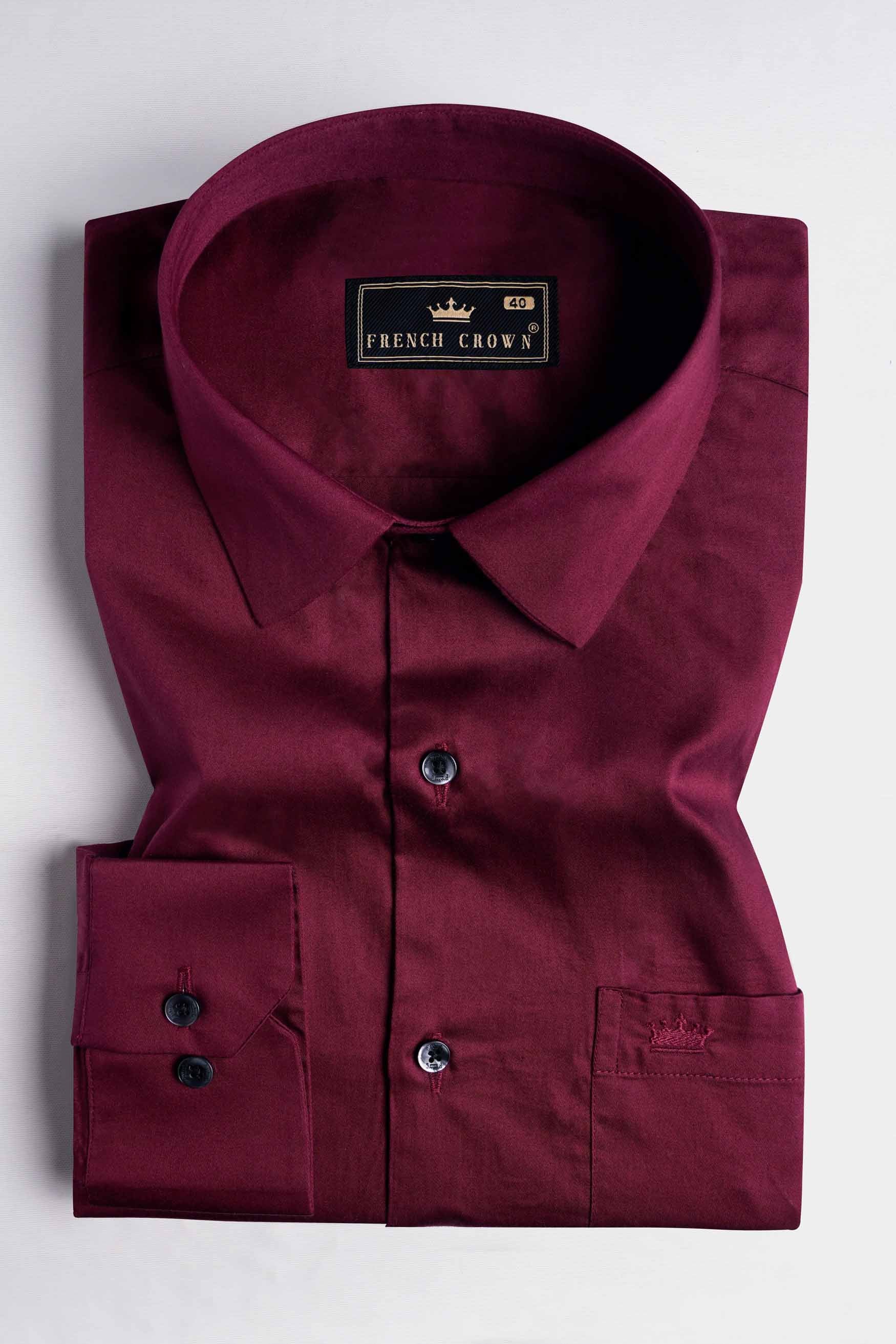 Persian Plum Maroon Subtle Sheen Super Soft Premium Cotton Shirt