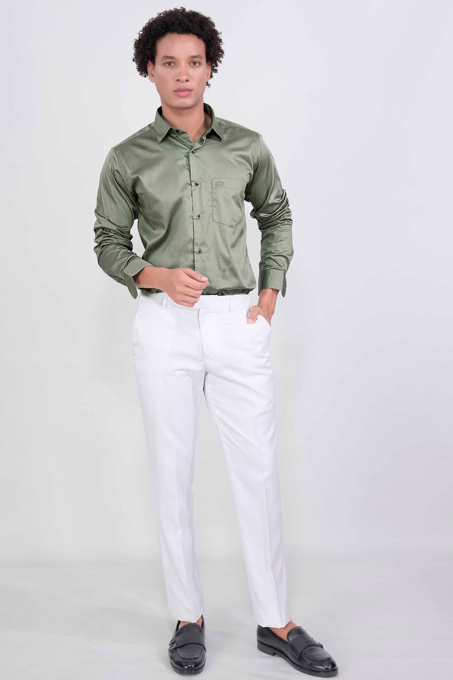 Greenish Subtle Sheen Super Soft Premium Cotton Shirt