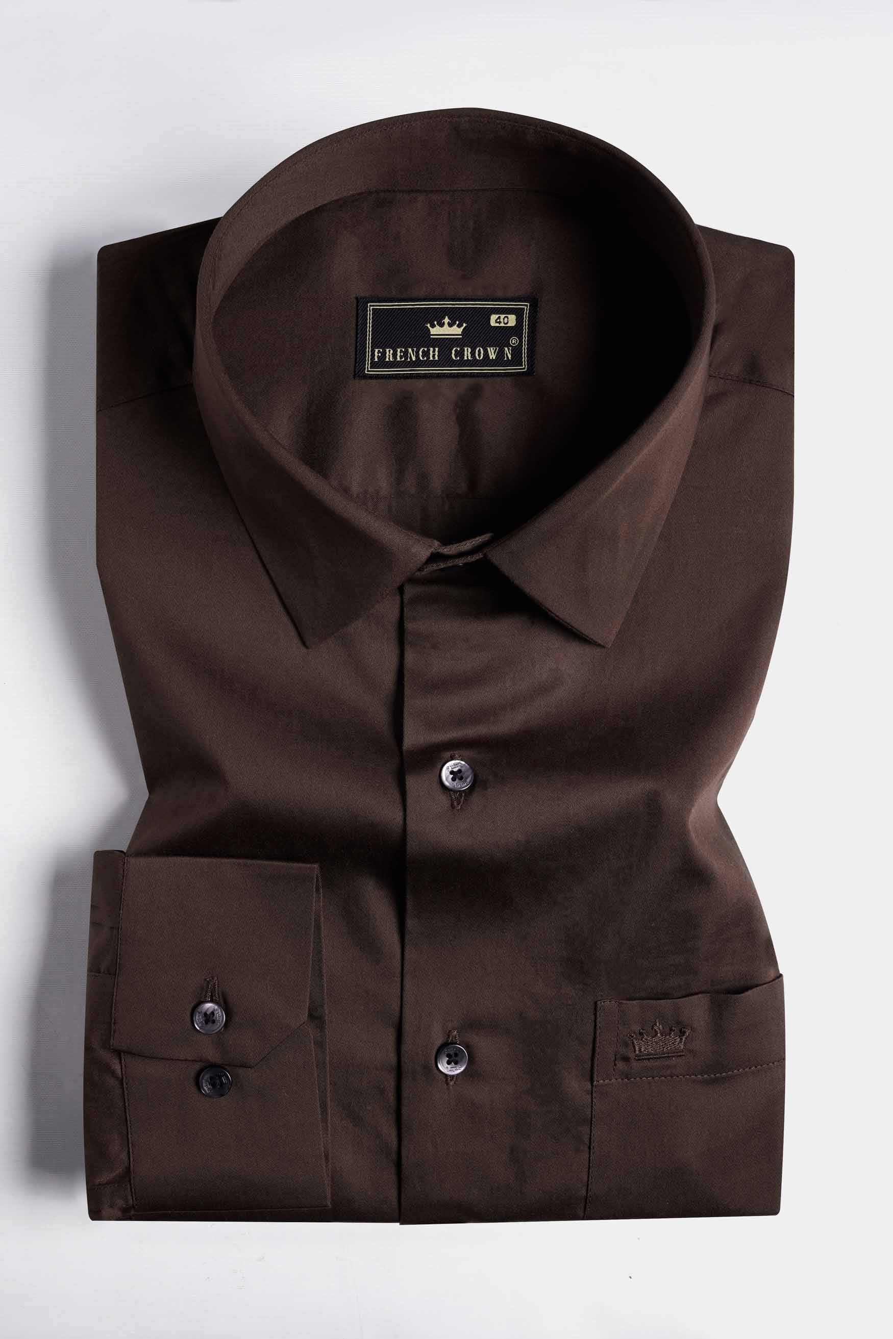 Bistre Brown Subtle Sheen Super Soft Premium Cotton Shirt
