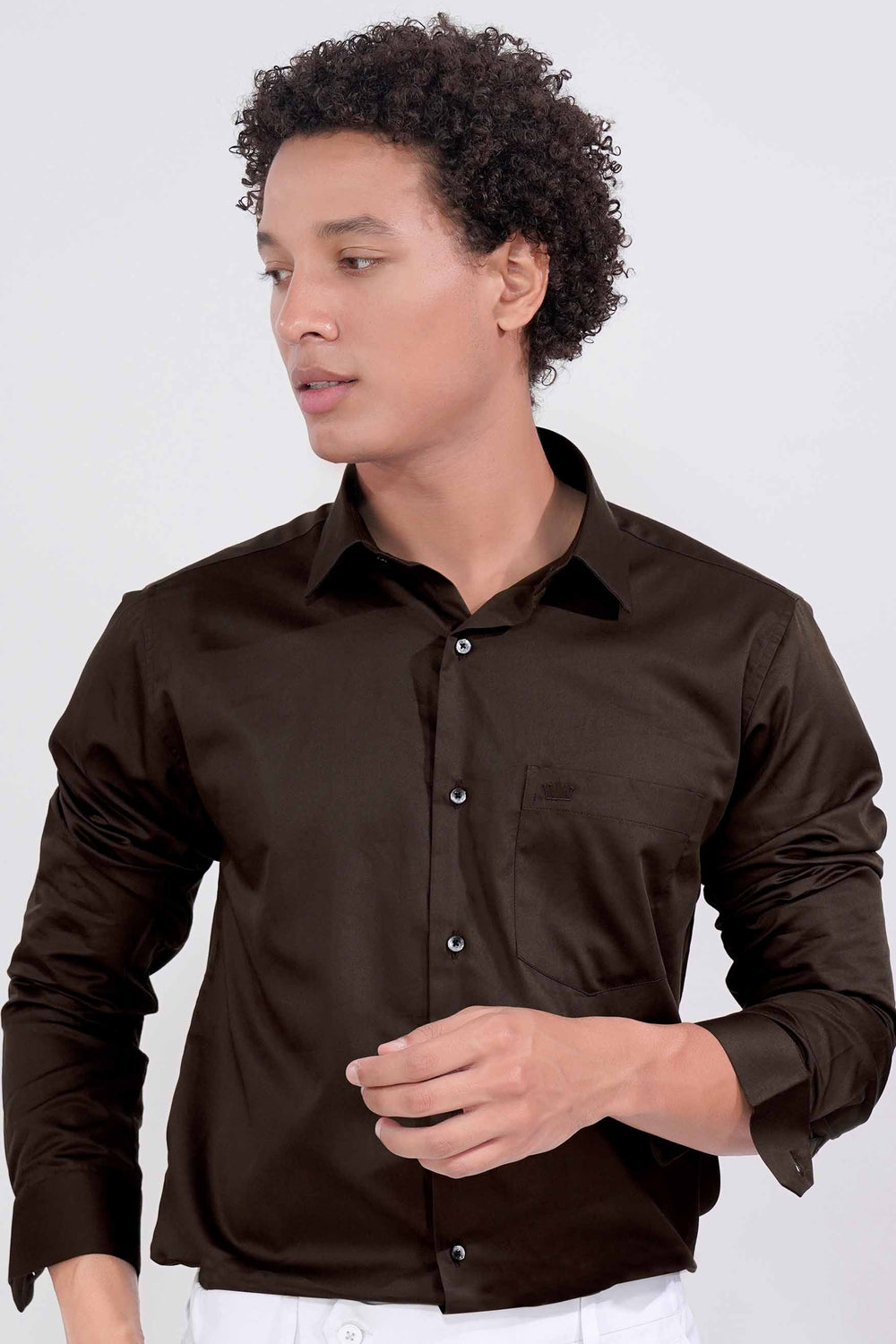 BISTRE BROWN SUBTLE SHEEN SUPER SOFT PREMIUM COTTON SHIRT