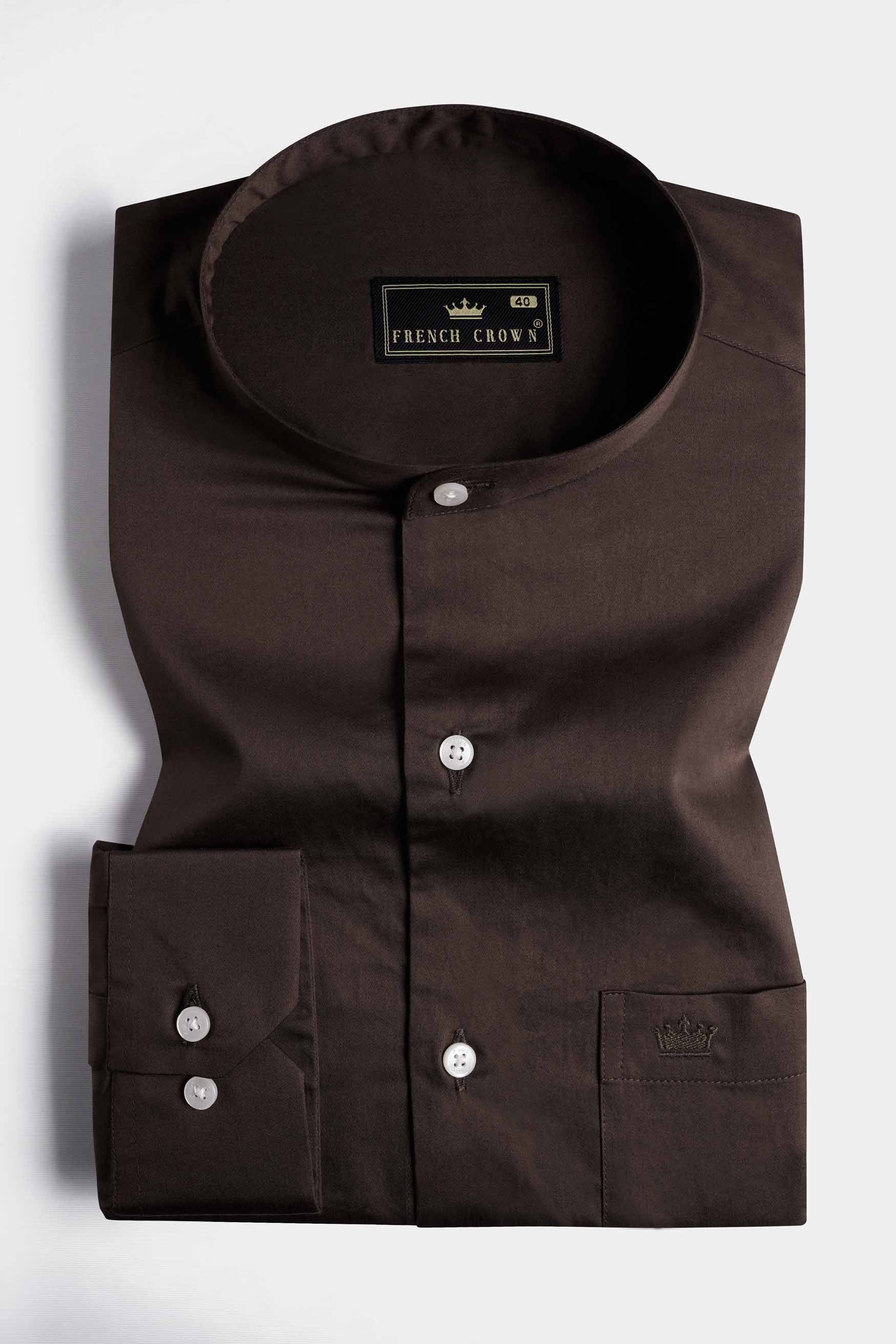 Bistre Brown Subtle Sheen Super Soft Premium Cotton Shirt