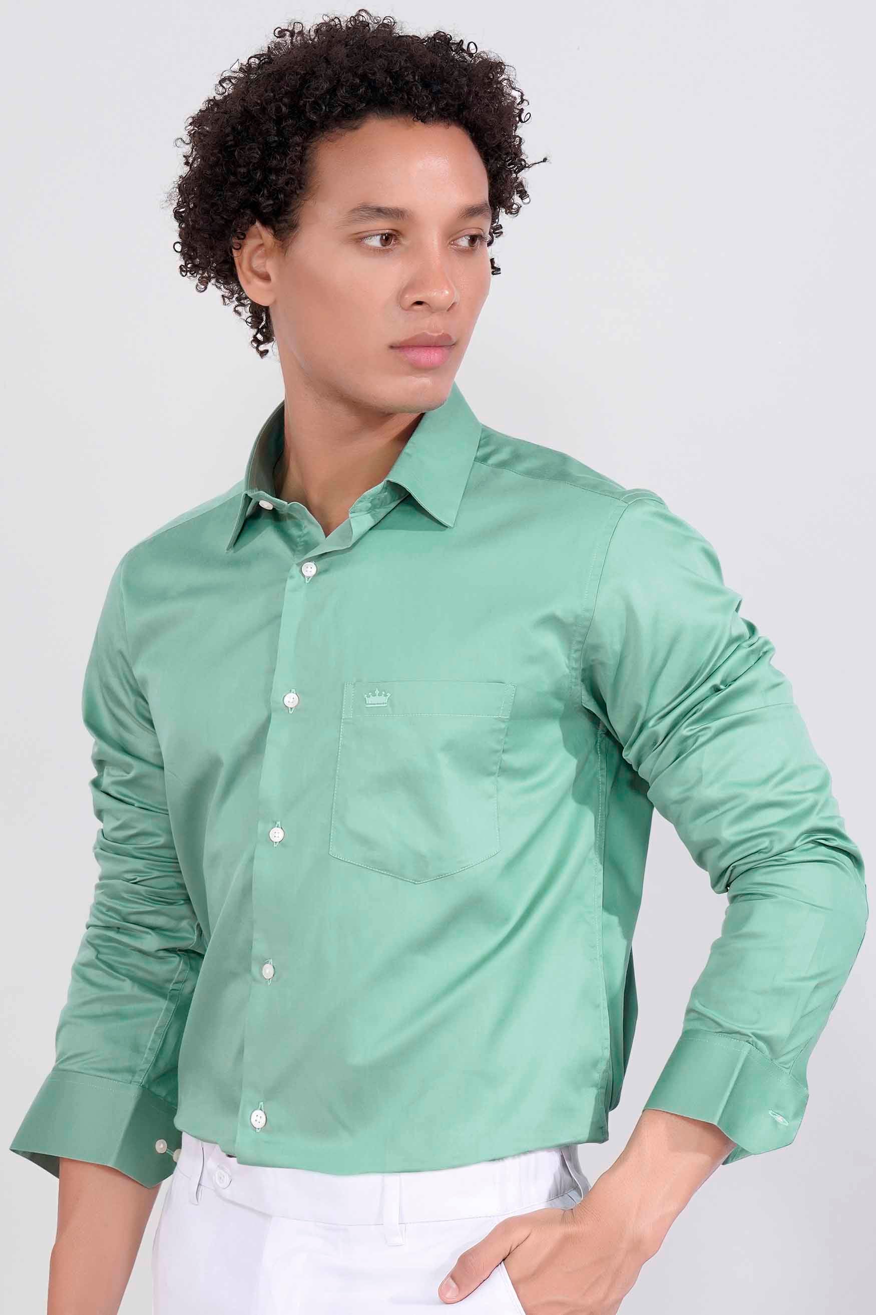 Gulf Stream Green Subtle Sheen Super Soft Premium Cotton Shirt