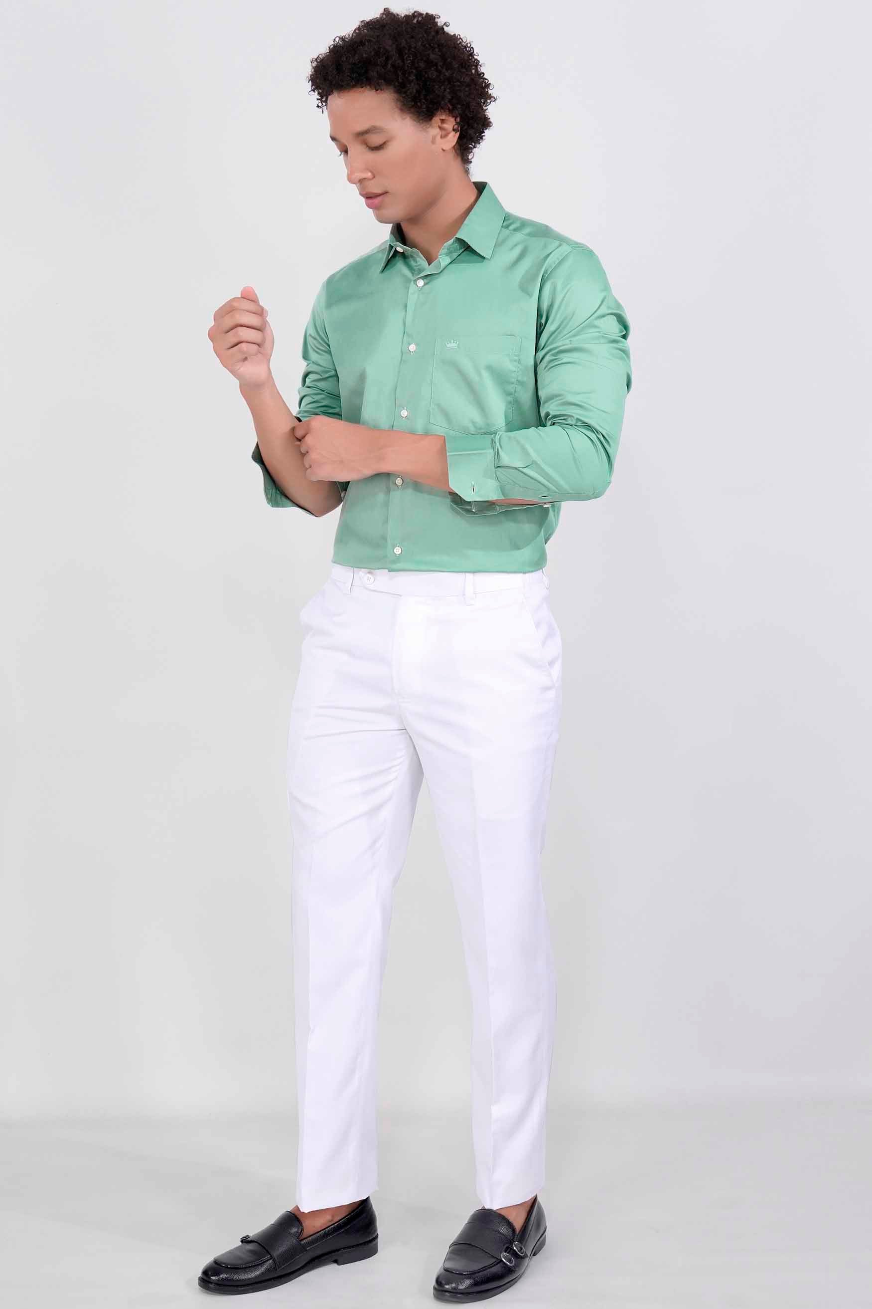 Gulf Stream Green Subtle Sheen Super Soft Premium Cotton Shirt