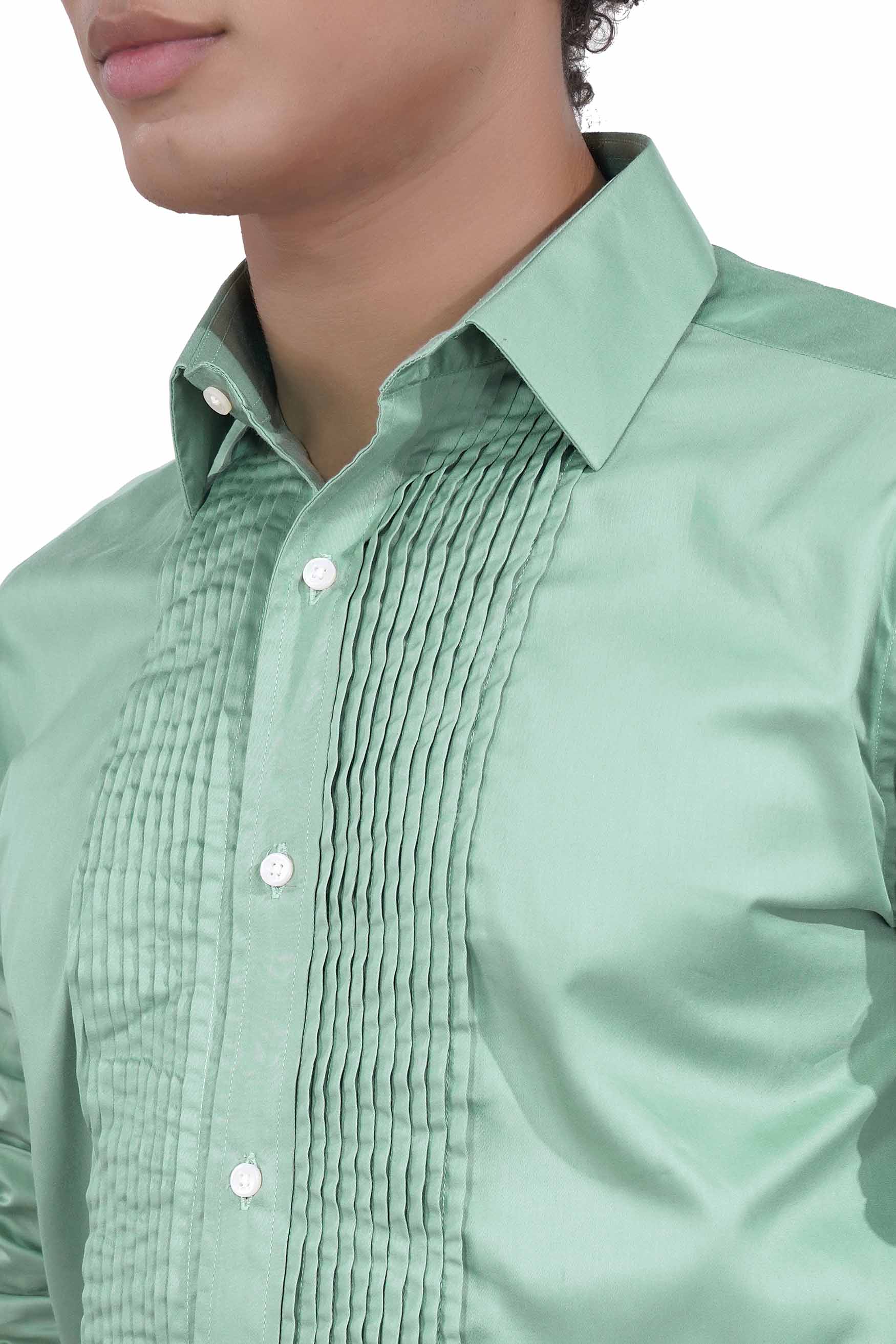 Gulf Stream Green Subtle Sheen Super Soft Premium Cotton Tuxedo Shirt