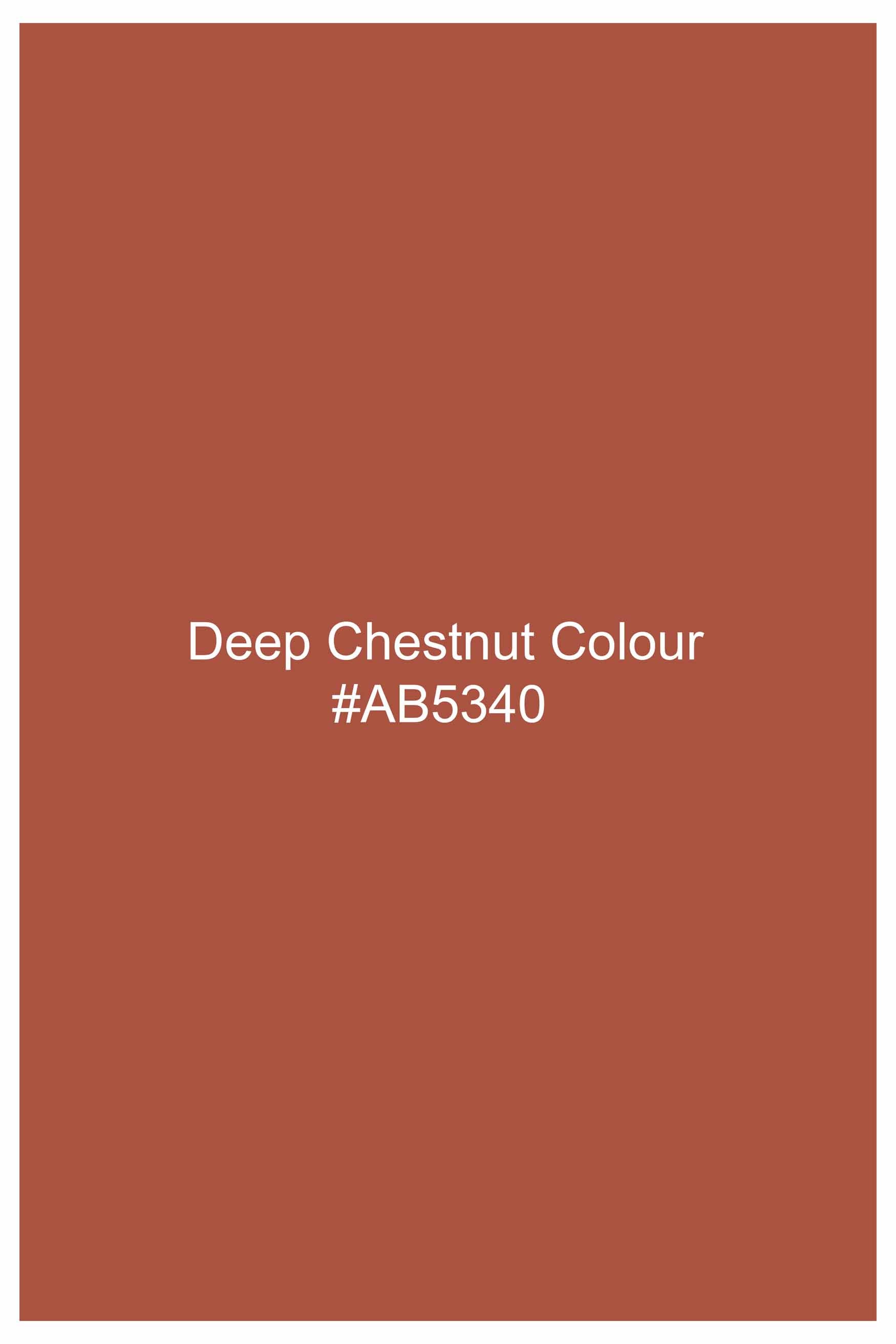 Deep Chestnut Orange Subtle Sheen Super Soft Premium Cotton Mandarin Shirt