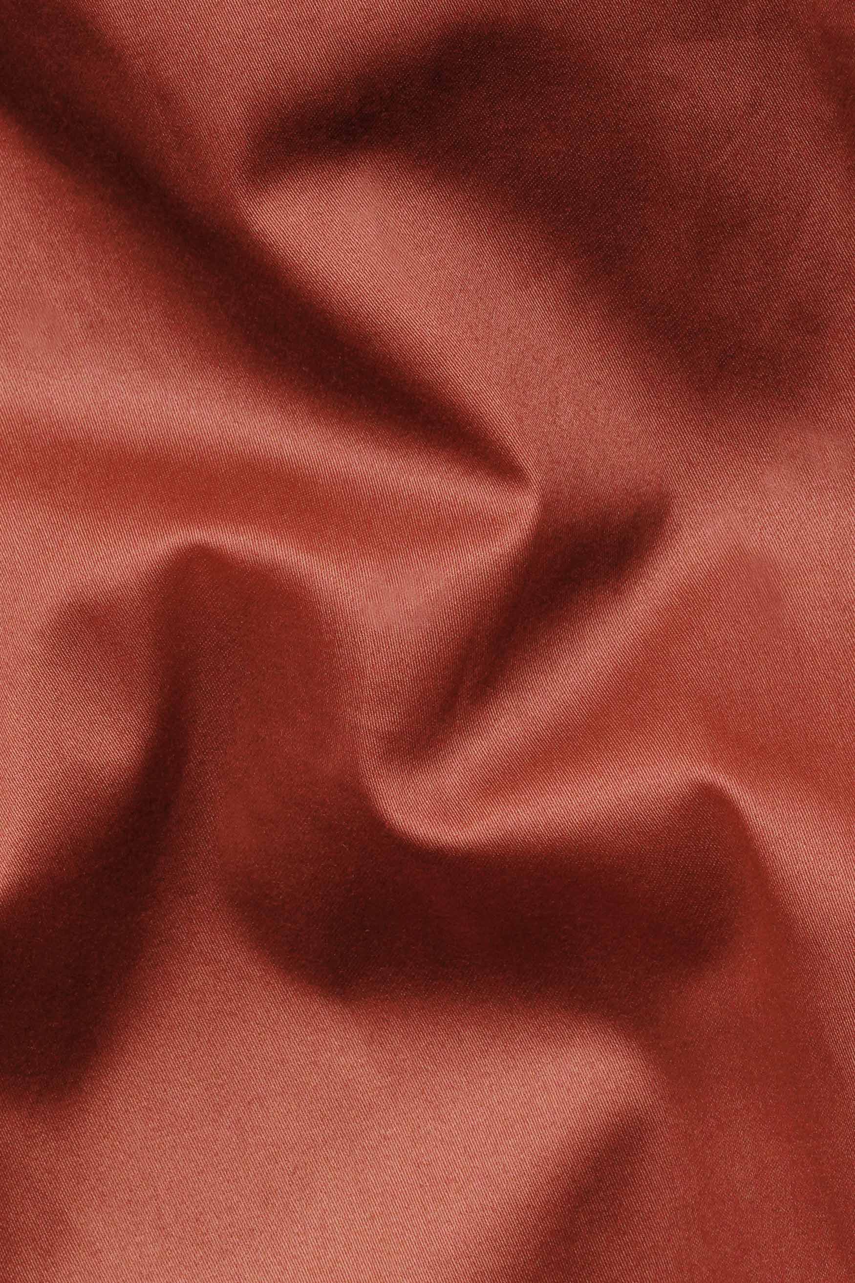 Deep Chestnut Orange Subtle Sheen Super Soft Premium Cotton Tuxedo Shirt
