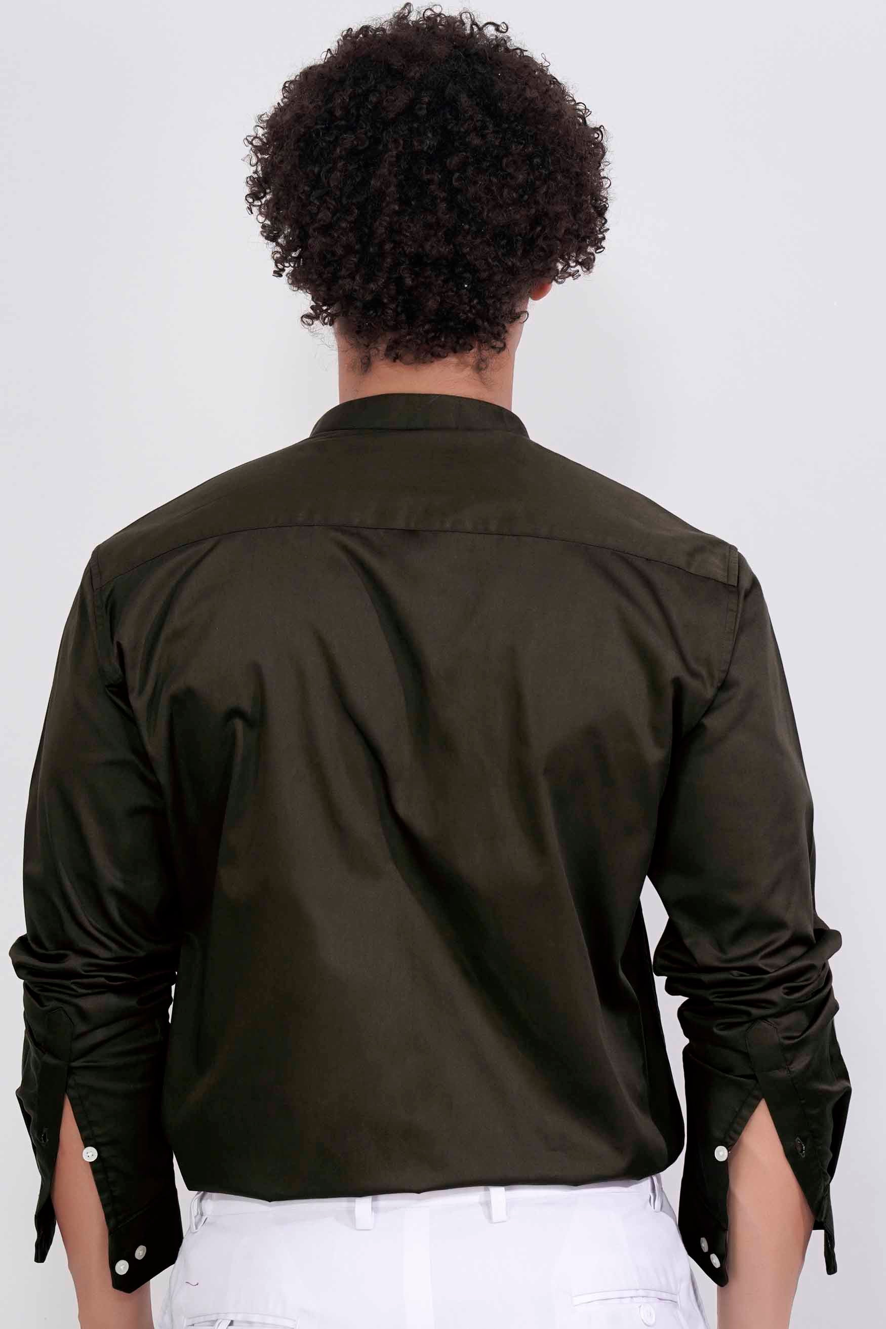 Birch Green Subtle Sheen Super Soft Premium Cotton Mandarin Shirt