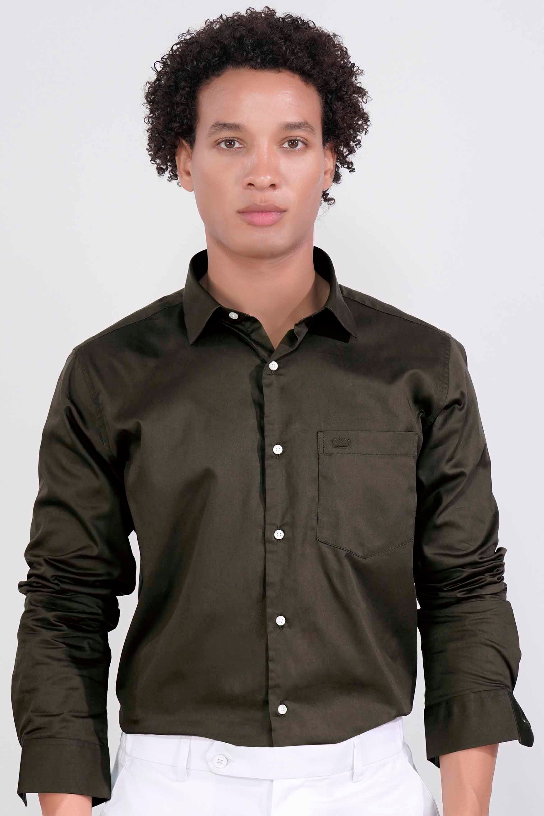 Birch Green Subtle Sheen Super Soft Premium Cotton Shirt