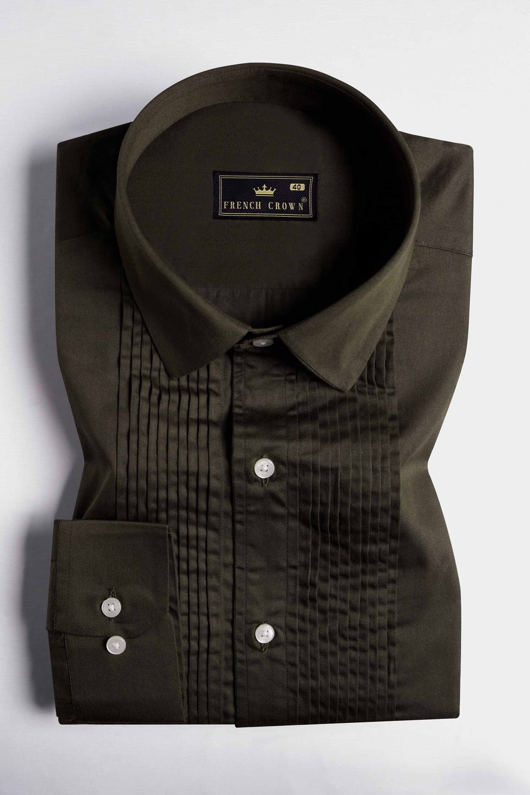 Birch Green Subtle Sheen Super Soft Premium Cotton Tuxedo Shirt