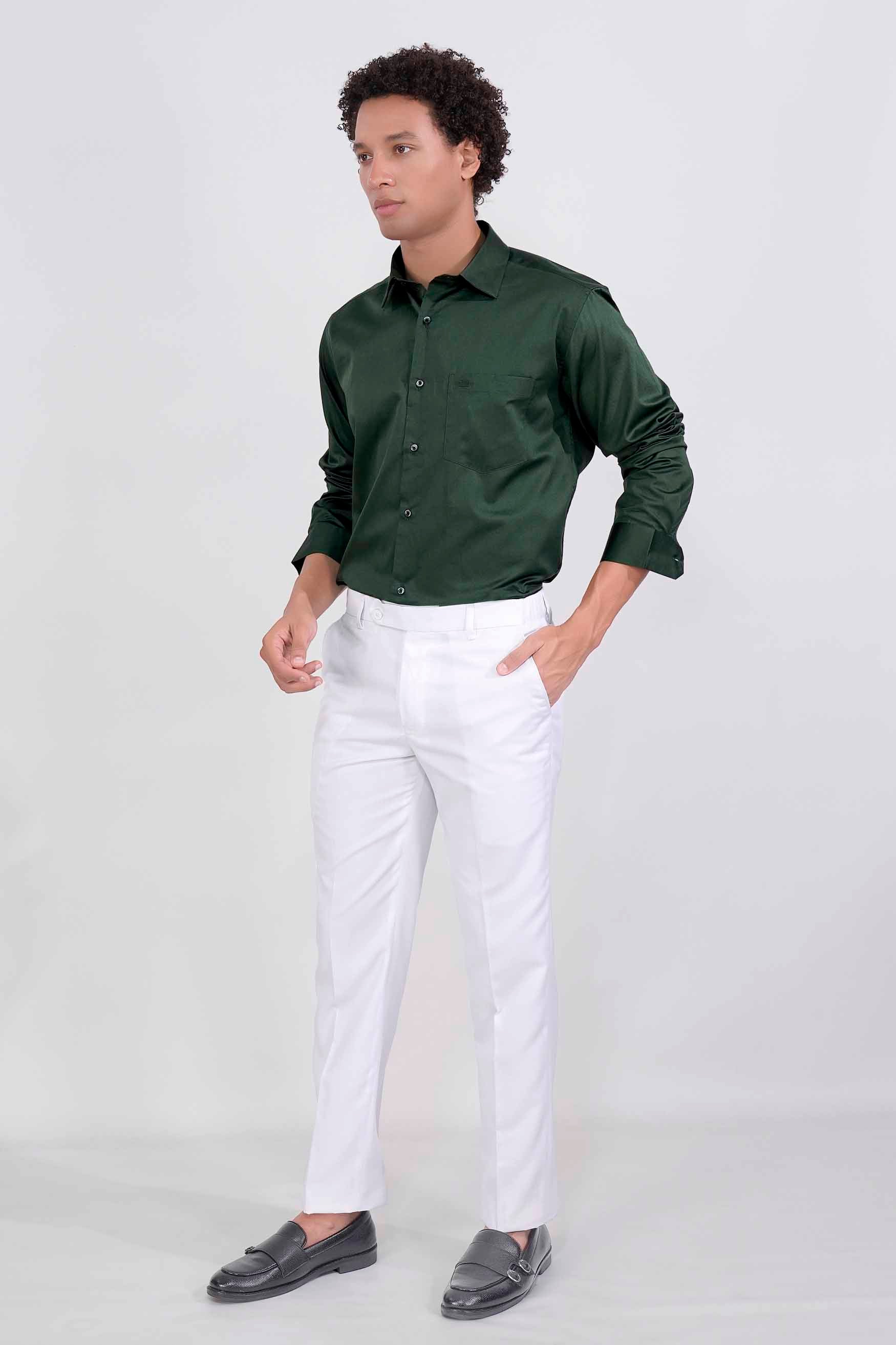 Everglade Green Subtle Sheen Super Soft Premium Cotton Shirt