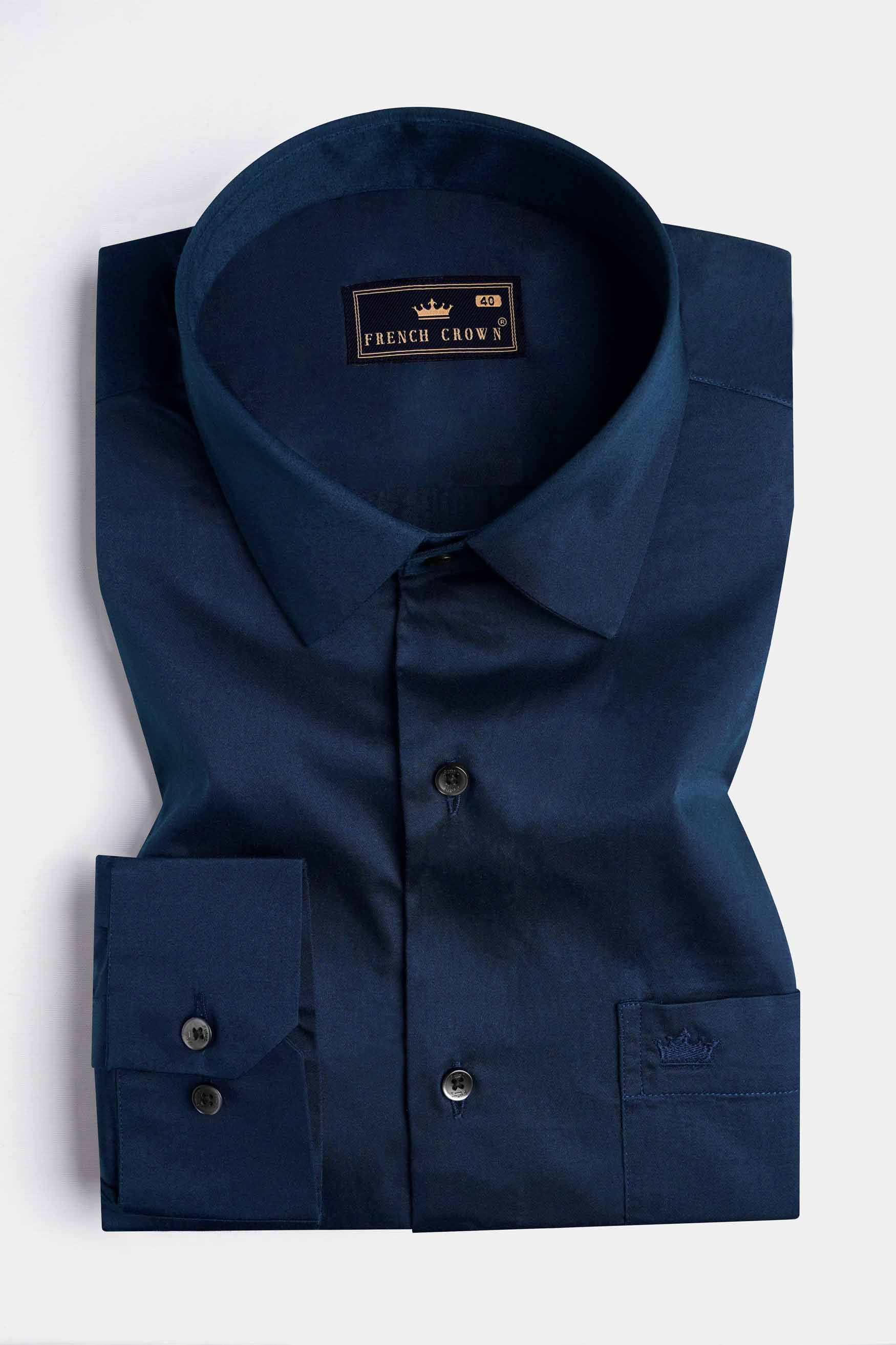 Tangaroa Blue Subtle Sheen Super Soft Premium Cotton Shirt