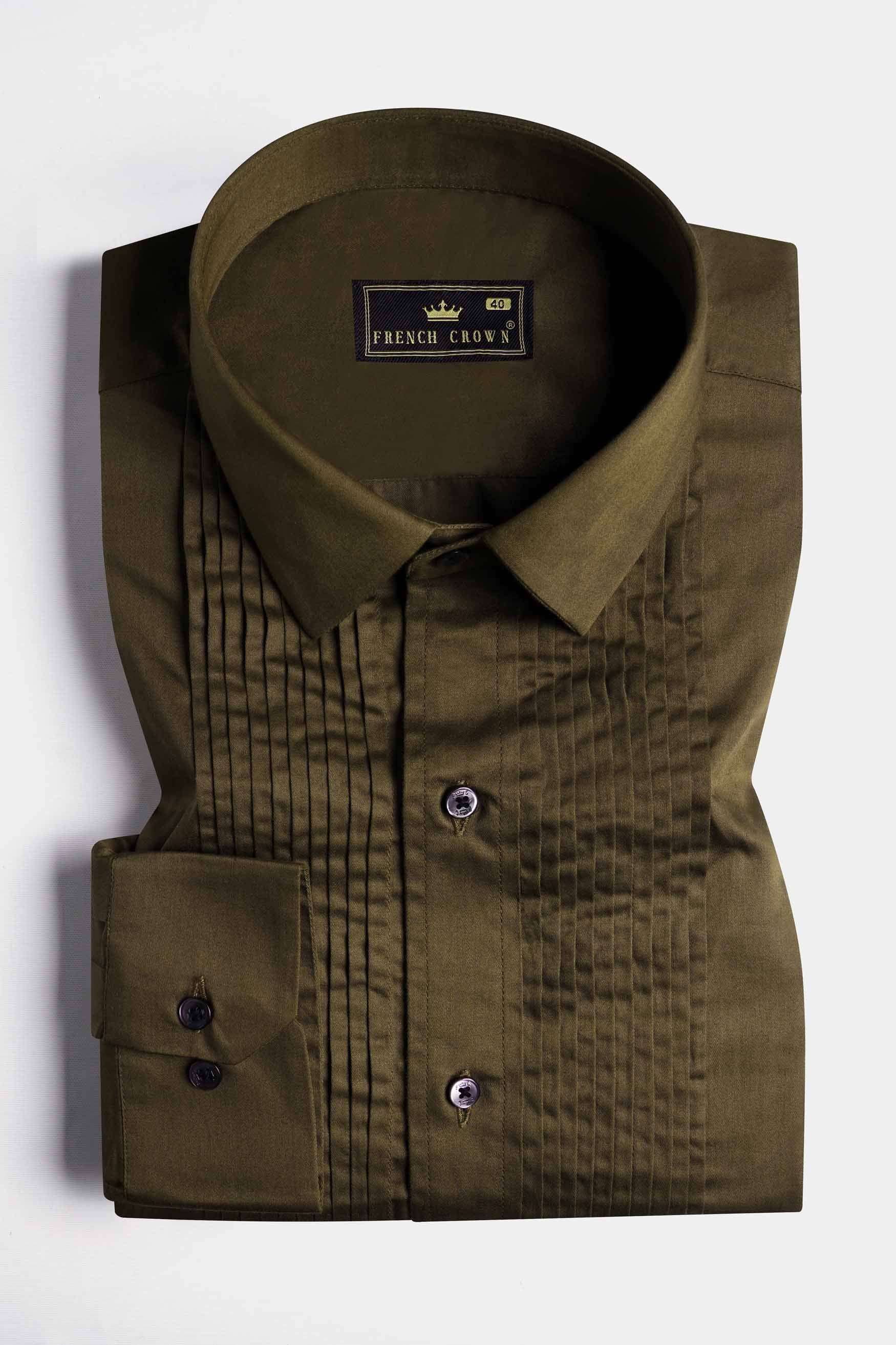 Iroko Brown Subtle Sheen Super Soft Premium Cotton Tuxedo Shirt