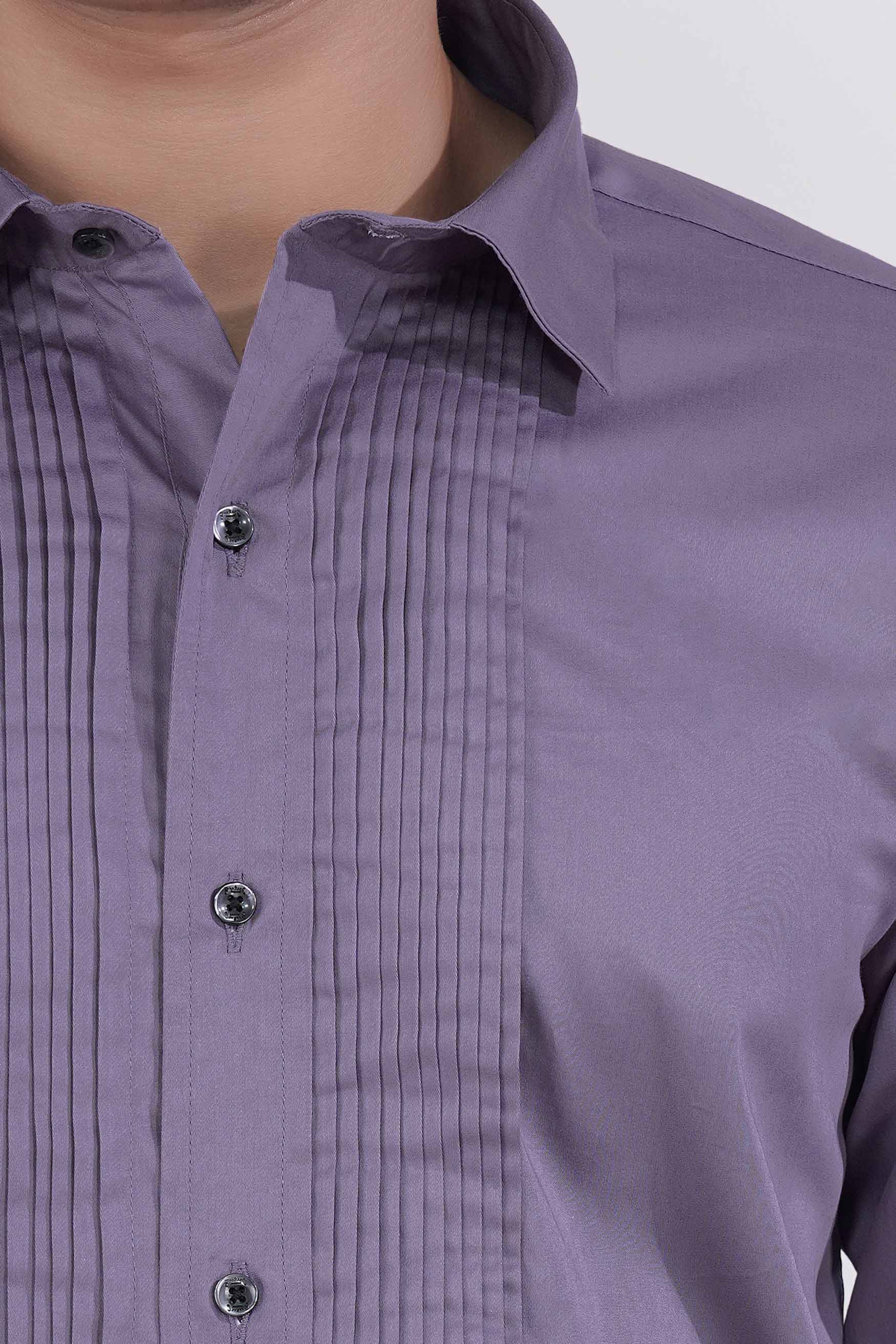Amethyst Smoke Lavender Subtle Sheen Super Soft Premium Cotton Tuxedo Shirt
