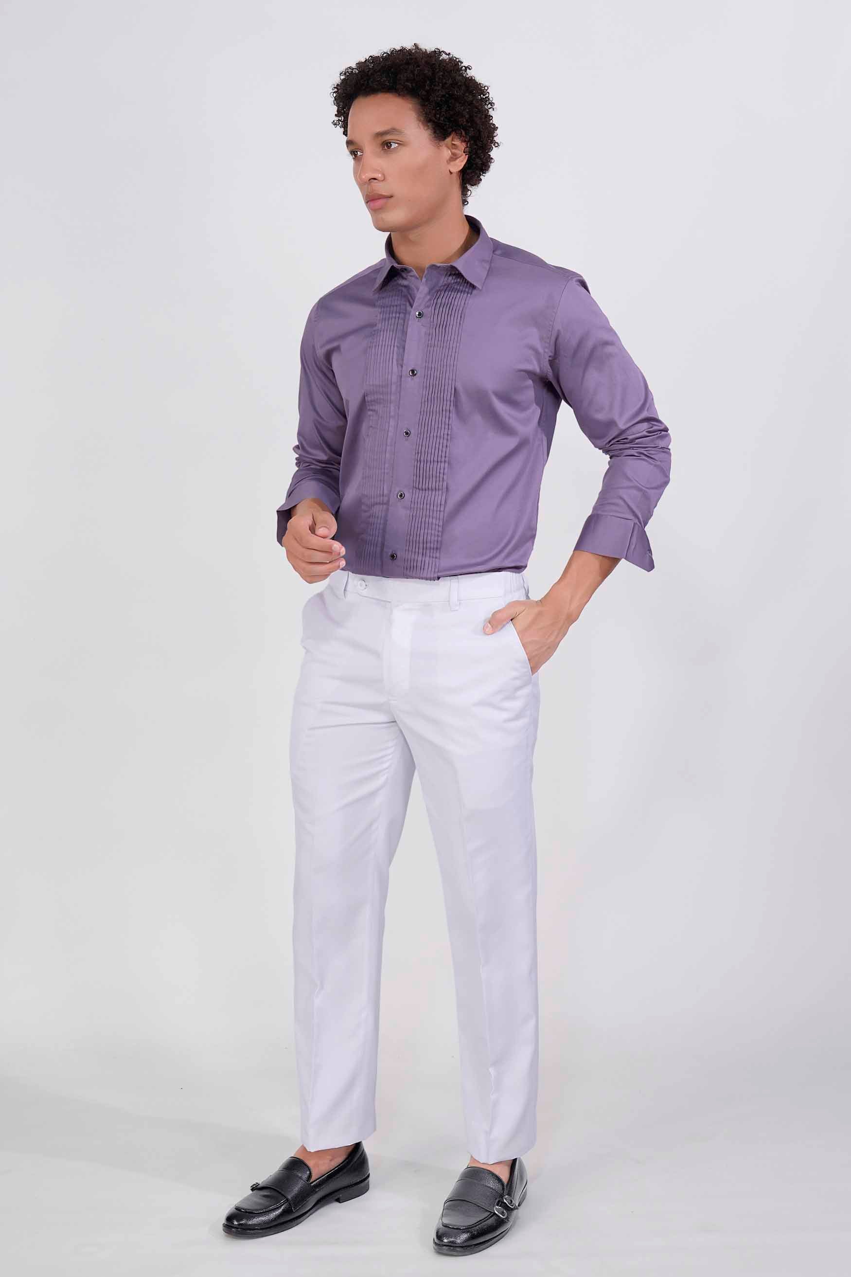 Amethyst Smoke Lavender Subtle Sheen Super Soft Premium Cotton Tuxedo Shirt